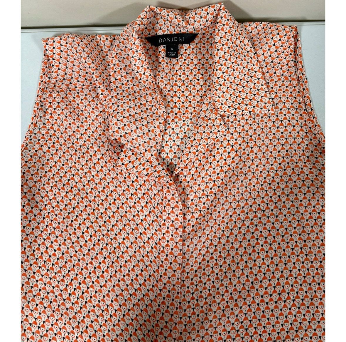 Vintage Orange Geometric Collared Button-Down Shirt Blouse Size S 🧡✨ Size S / US 4 / IT 40 - 5 Thumbnail