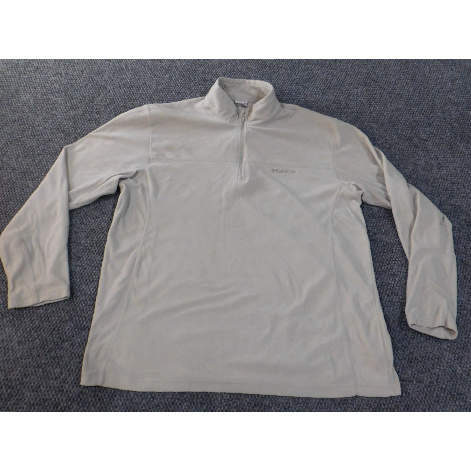 Vintage Columbia Sweatshirt Men XL Beige Knit Fleece Lightweight Outdoor Nature Walk Logo Zip Mock Neck Pullover Regular Style Pullover Size US XL / EU 56 / 4 - 2 Thumbnail