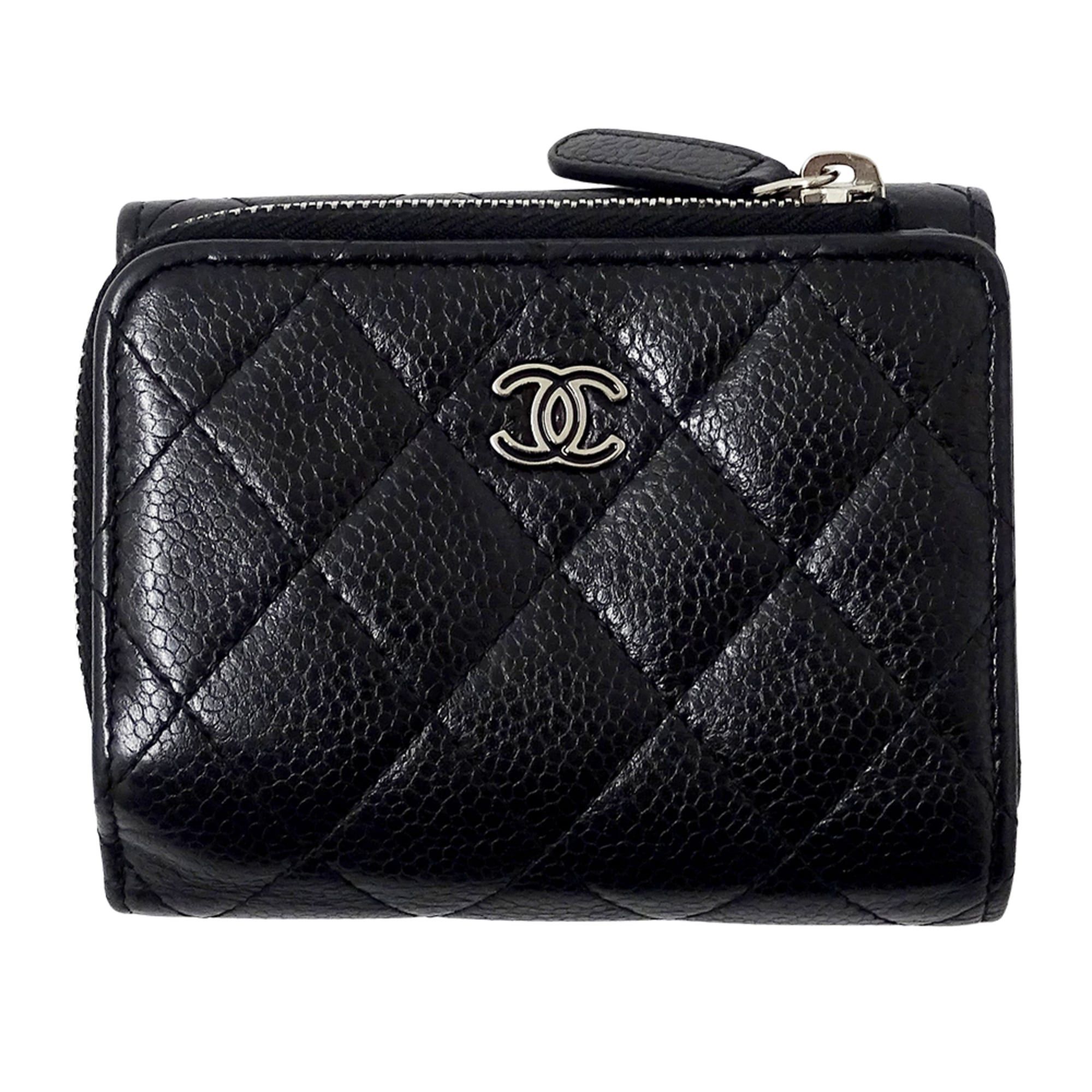 Chanel Chanel Matelassé Women's Tri-fold Wallet, Caviar Leather, Black with Silver Hardware, Mini Wallet Size ONE SIZE - 1 Thumbnail