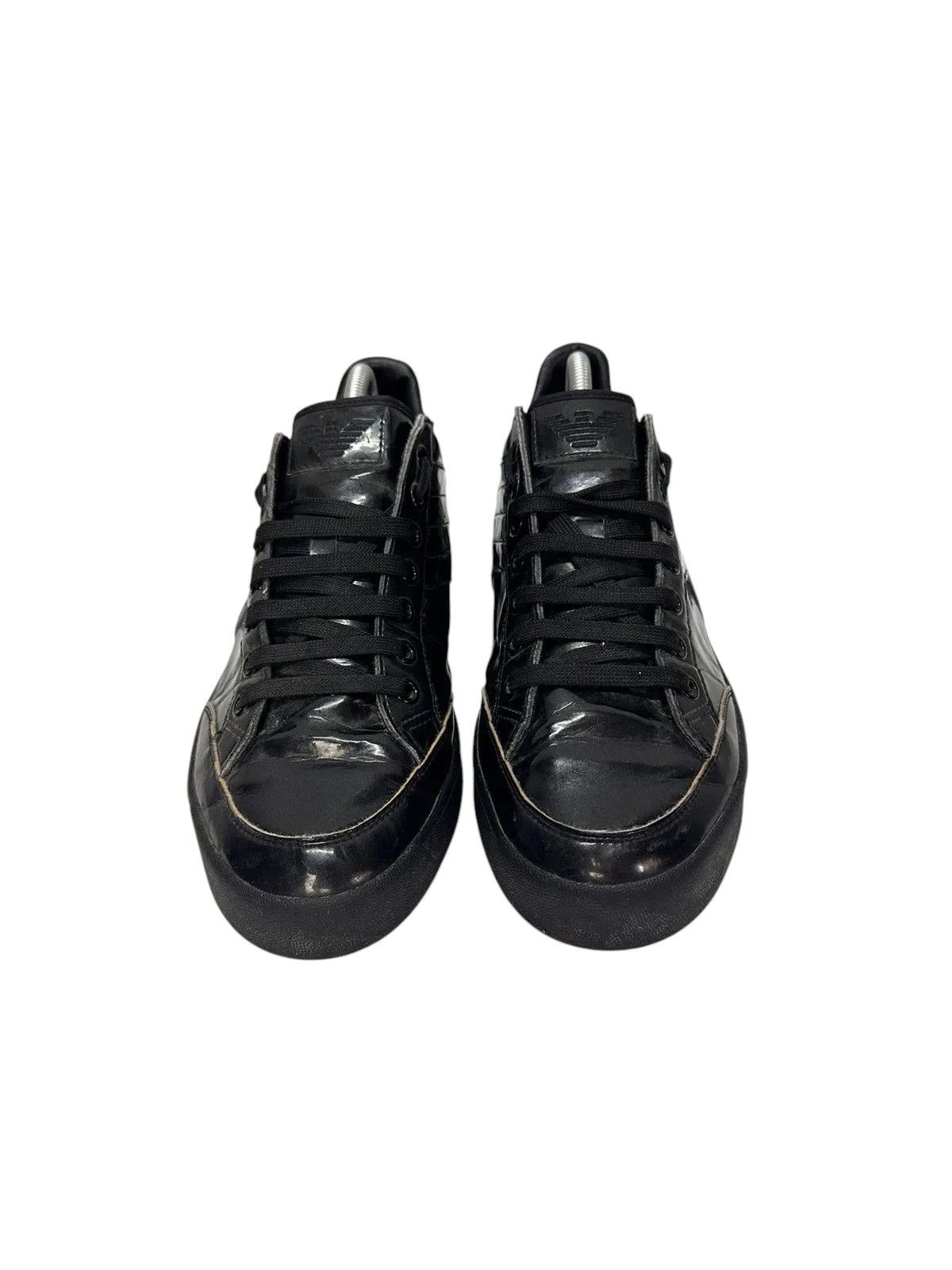 Armani Vintage Armani Black Leather Sneakers Low Top 42.5 Size US 9 / EU 42 - 4 Thumbnail