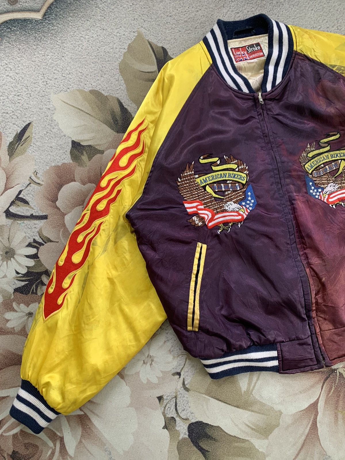 Lucky Brand × Vintage Lucky Stroke Houston American Bikers Sukajan Jacket Size US M / EU 48-50 / 2 - 3 Thumbnail