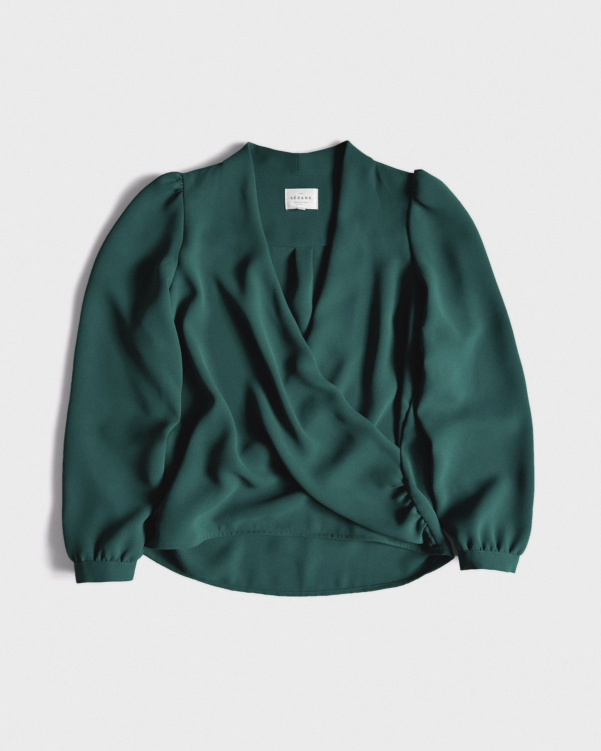 Sezane Sezane Emerald Draped Romantic Elegant Classy LongSleeve Top Size S / US 4 / IT 40 - 2 Thumbnail