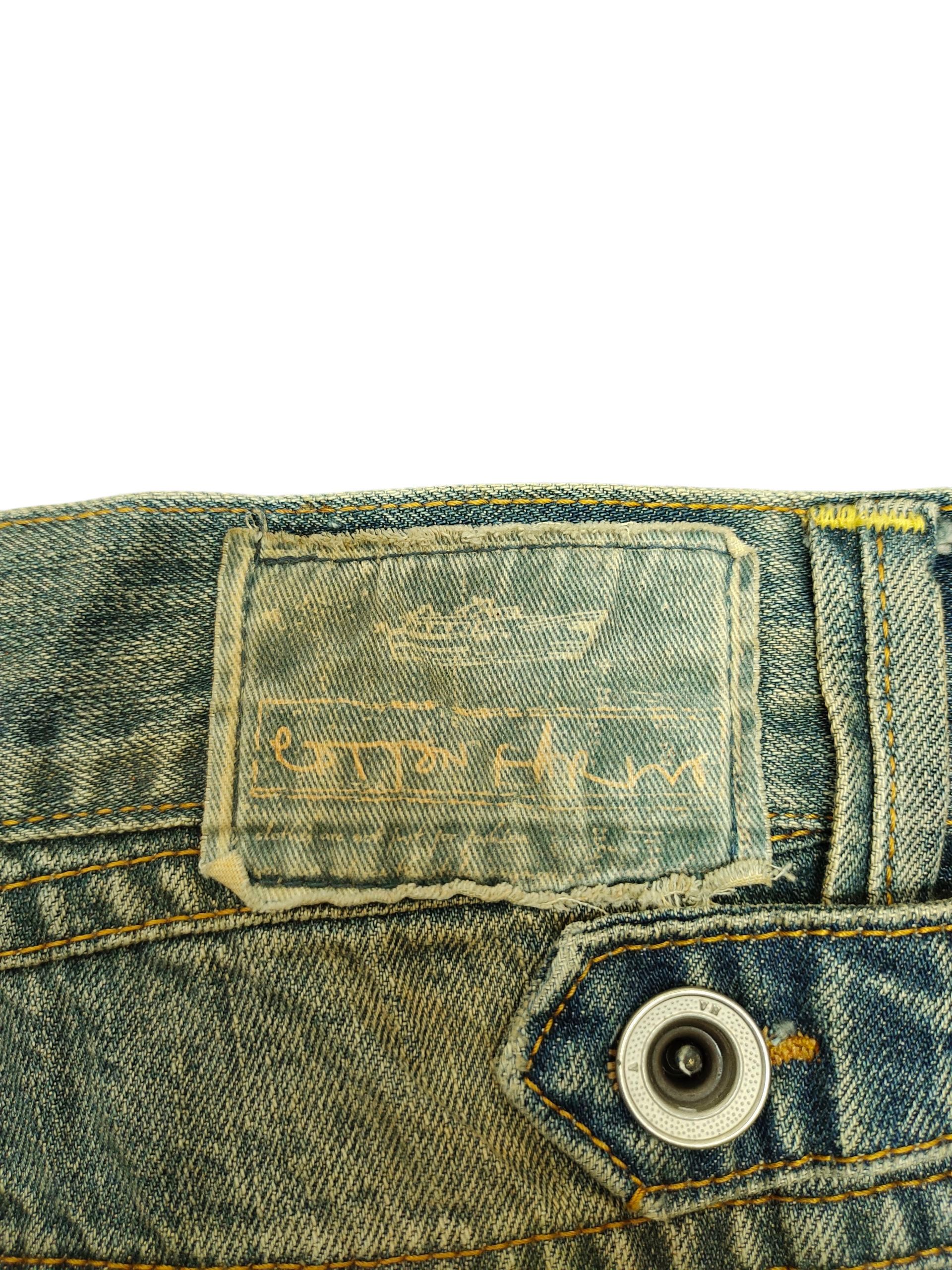 Tornado Mart Japanese Brand Cotton Farm Jeans - Clawmark Distress Rusty Size US 33 - 10 Thumbnail