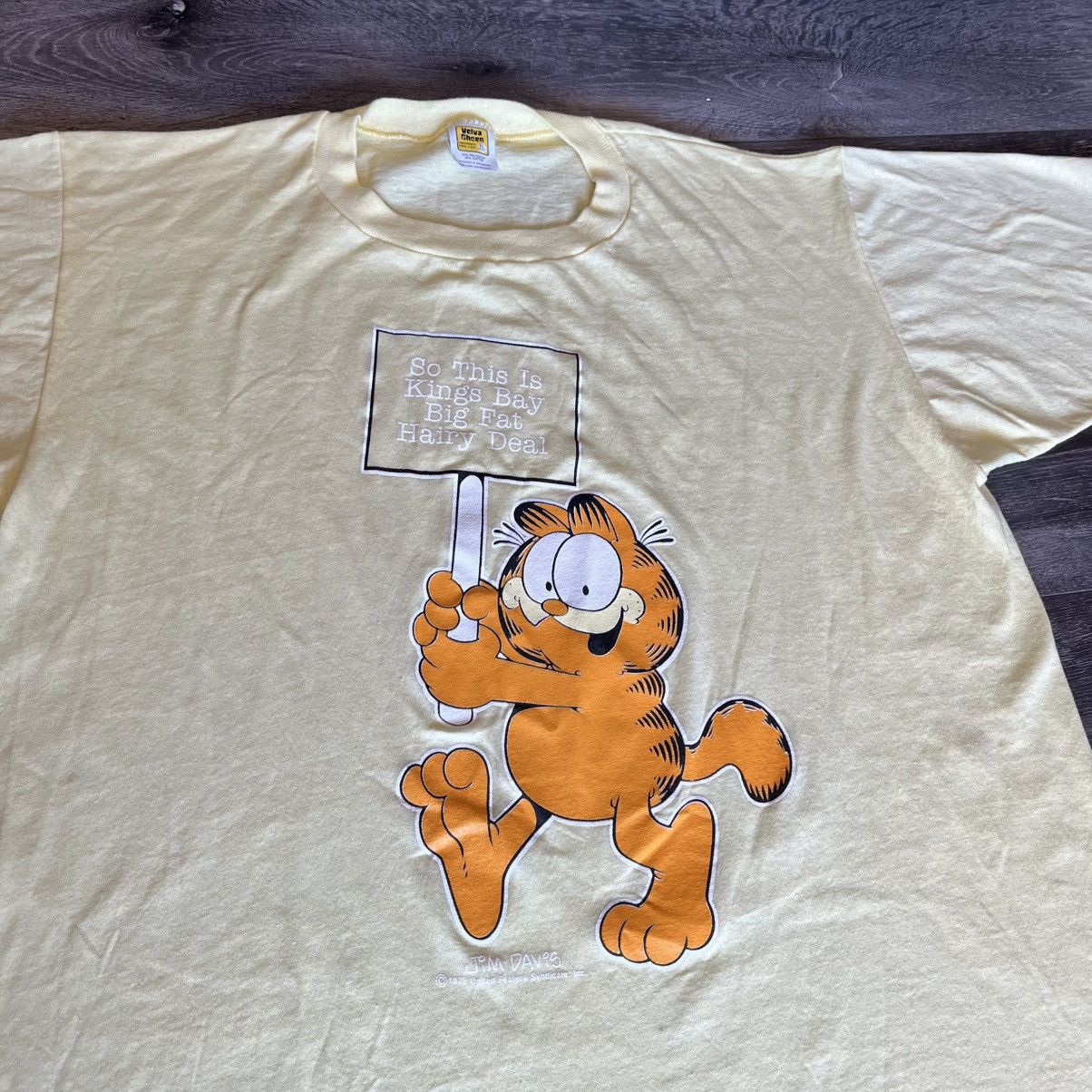 Velva Sheen Vintage 1980s Velva Sheen Garfield Sign Graphic Logo T Shirt Size US XL / EU 56 / 4 - 3 Thumbnail