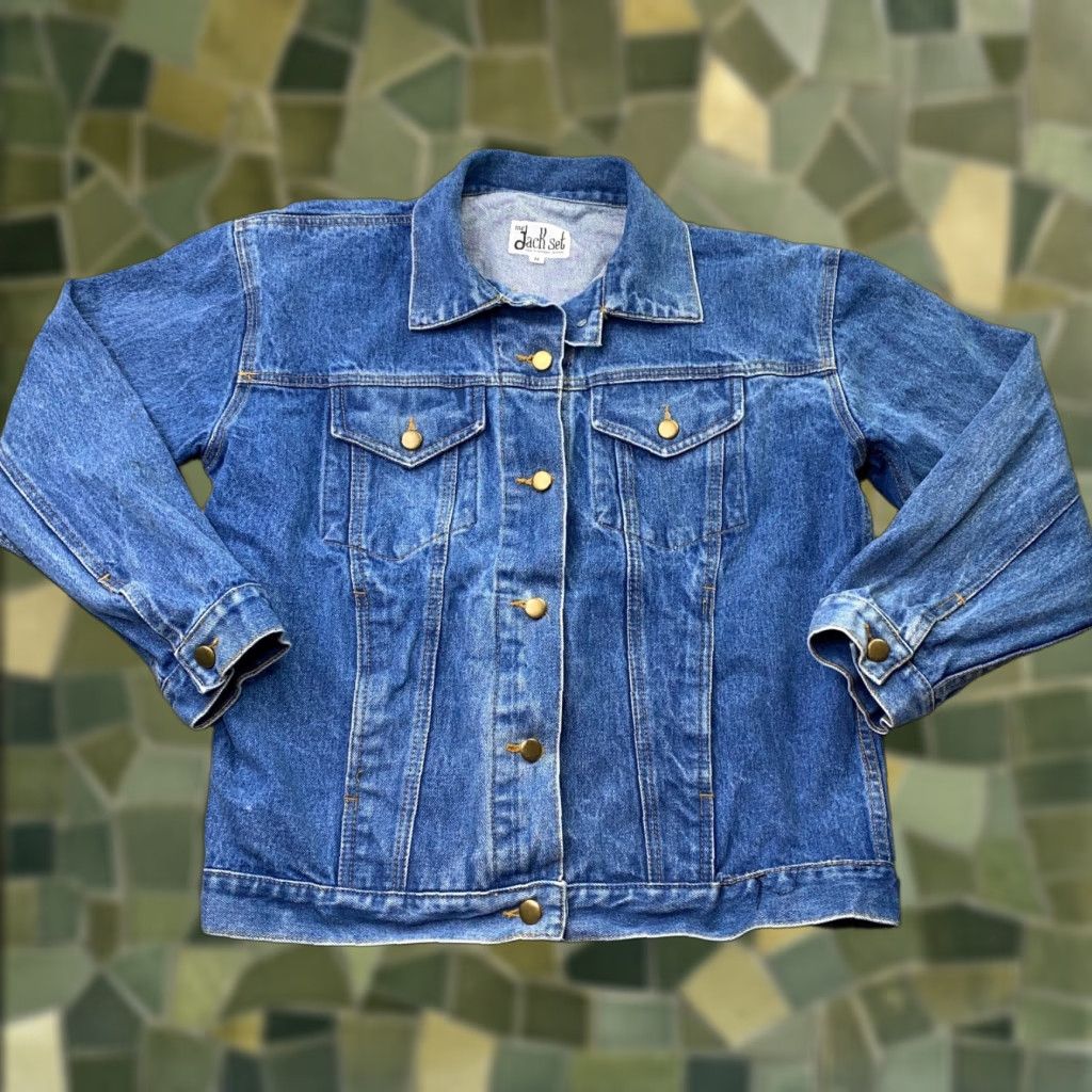 Vintage VINTAGE The Jack Set Womens Jacket Shirt Denim Trucker Coat Boxy Blue 80s Retro Oversized Pockets Small Details: Button Size 32" / US 10 / IT 46 - 1 Thumbnail