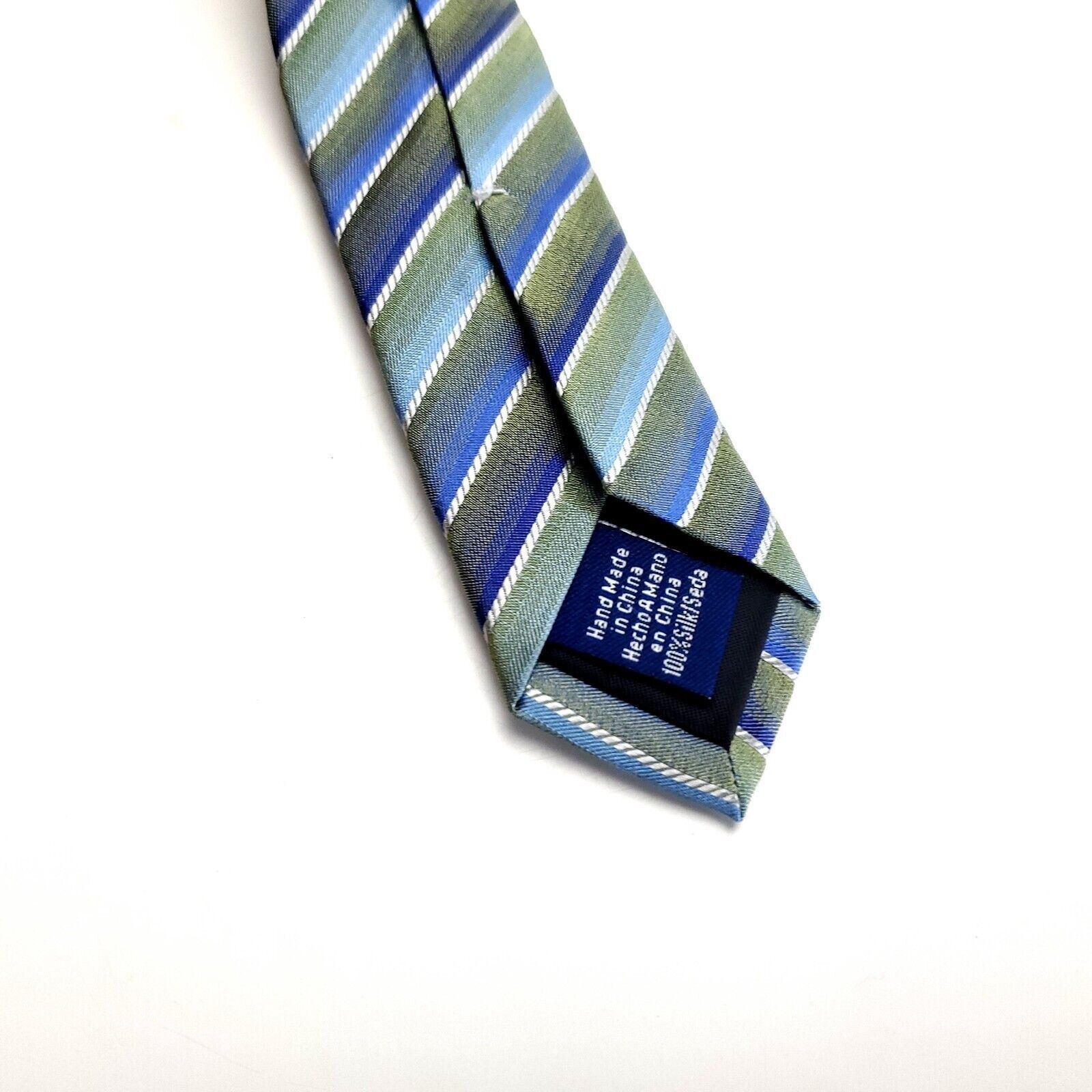 John Ashford John Ashford Silk Tie Green Blue Striped Woven Size ONE SIZE - 5 Thumbnail