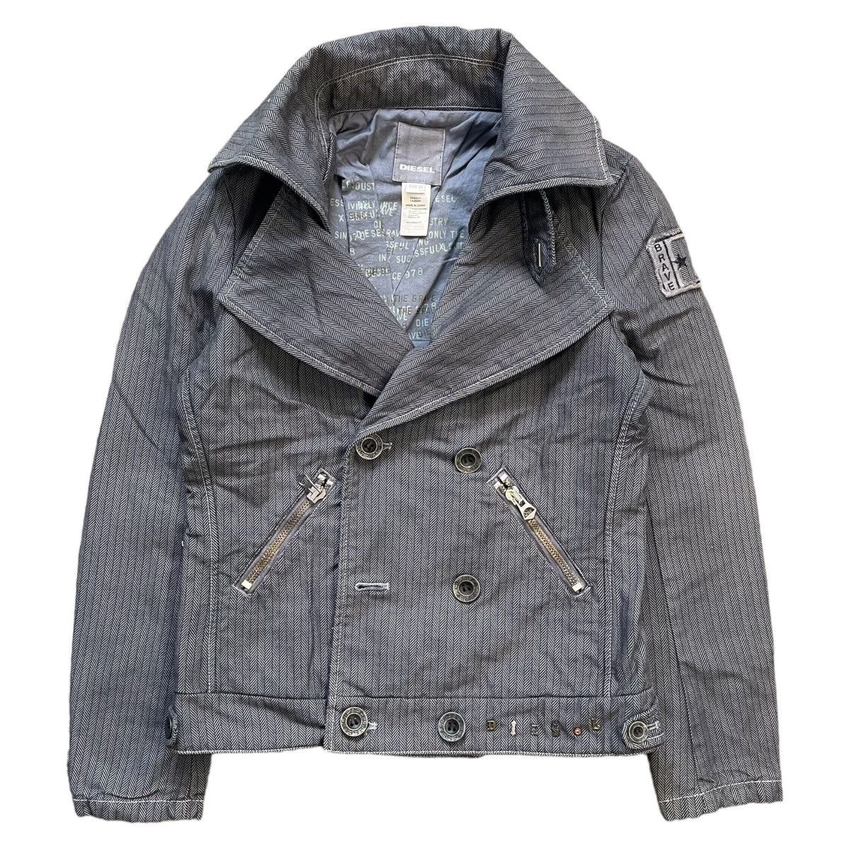 Diesel × Vintage VINTAGE Y2K DIESEL HERRINGBONE PEA COAT Size XS / US 0-2 / IT 36-38 - 2 Thumbnail