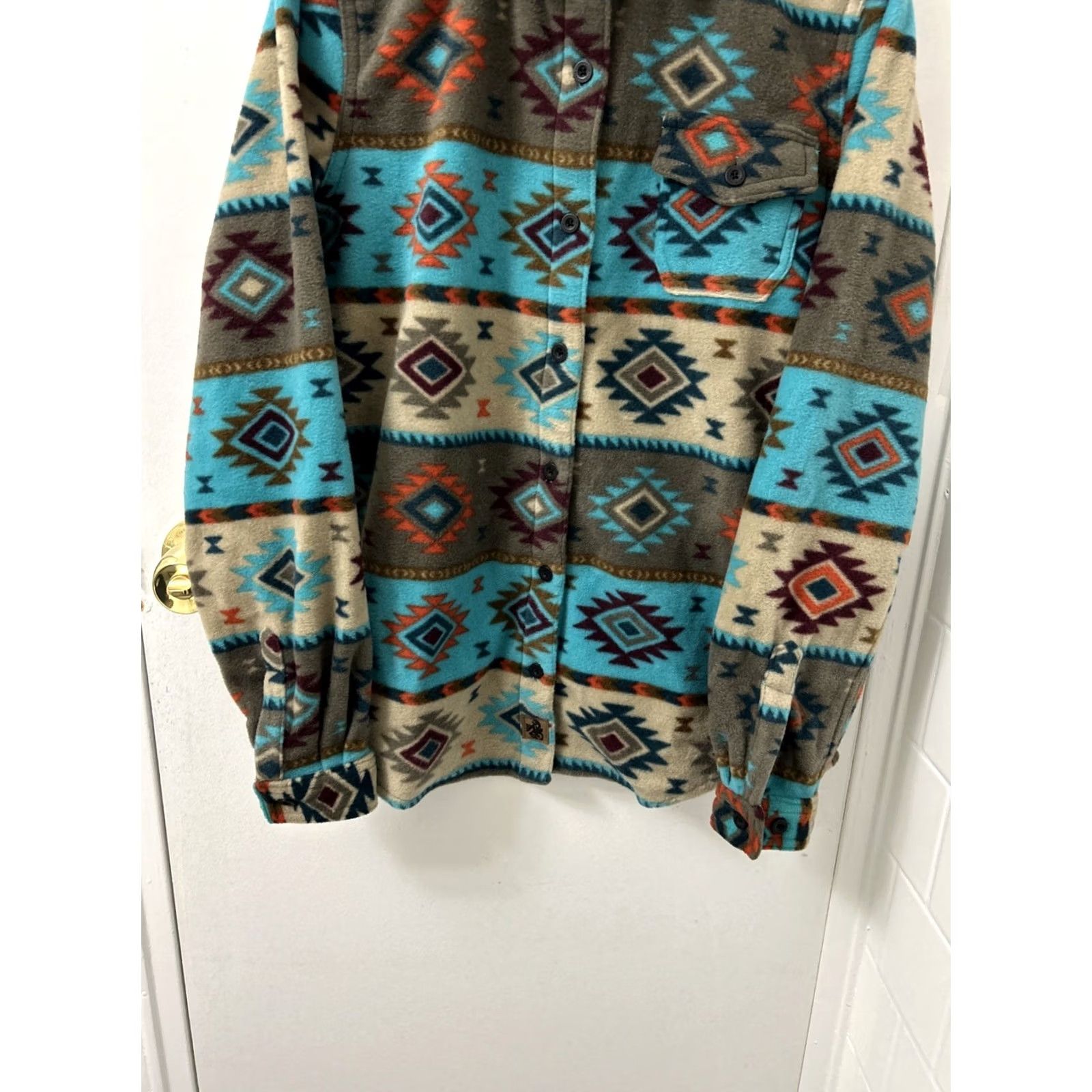 Vintage Legendary Whitetails Fleece Shirt Womens XS Blue Aztec Button Down Long Sleeve Size XS / US 0-2 / IT 36-38 - 3 Thumbnail