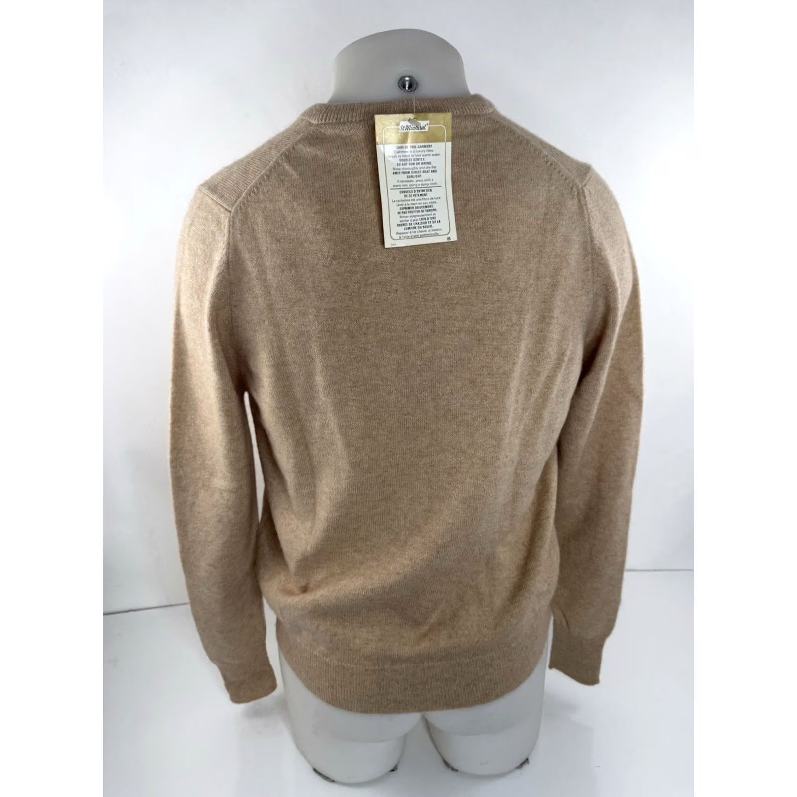 Vintage St. Michael - Cashmere Vintage Sweater M V-Neck Pullover Mens 46 48 Light Brown Tan Wool Knitted Pullover Cashmere 90s J16 Size US M / EU 48-50 / 2 - 3 Thumbnail