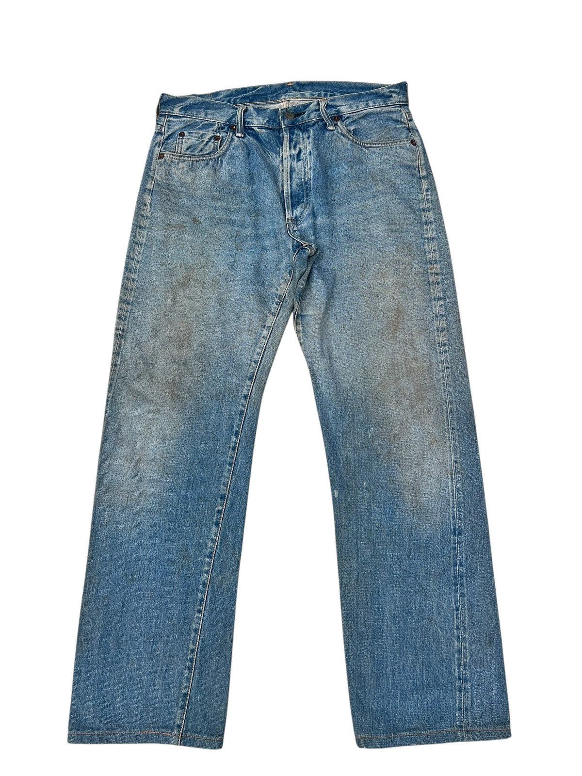 Johnbull Vintage 90s Sewing Chop Johnbull Stain Denim Selvedge Jeans Size US 34 / EU 50 - 1 Thumbnail