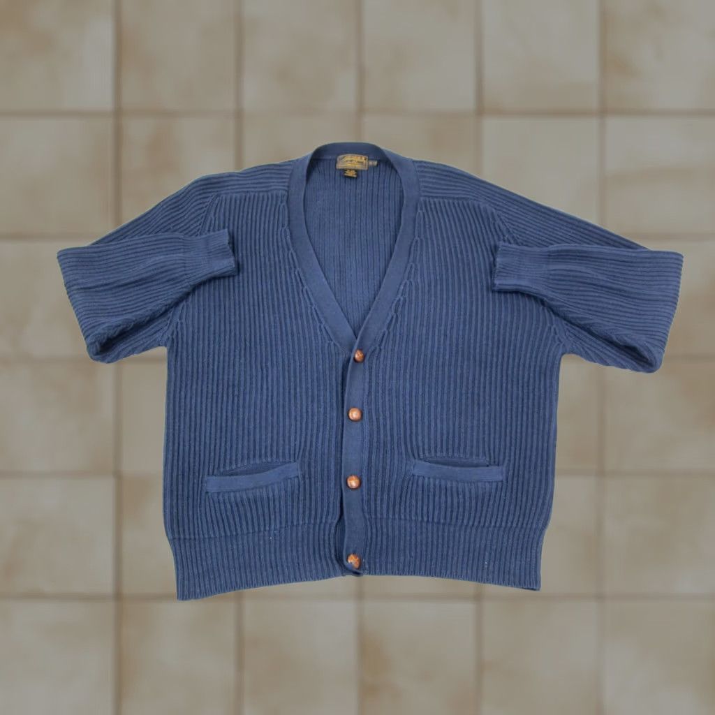 Eddie Bauer Eddie Bauer Cardigan Sweater Mens XL Blue Knit V-Neck Pocketed Ribbed Casual 80s 90s Outdoor Loose Vintage? Size US XL / EU 56 / 4 - 1 Thumbnail