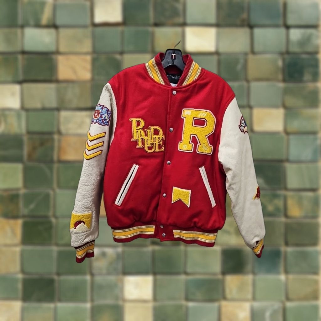 Rhude RHUDE BULL MARKET Wool Blend VARSITY JACKET - RED Size Large Mens Jacket Red Varsity Wool Blend Deadstock, New 23 Chest 26.5 Length Size US L / EU 52-54 / 3 - 1 Thumbnail
