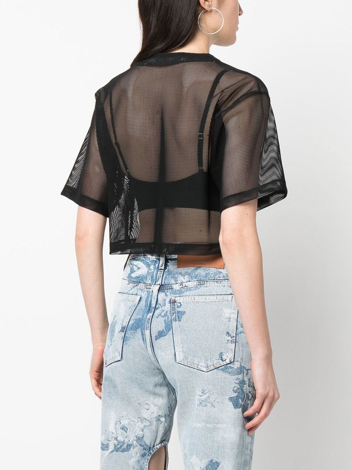 Off-White o1gr1nt0325 Bookish Mesh Crop T-Shirt in Black Size S / US 4 / IT 40 - 4 Thumbnail