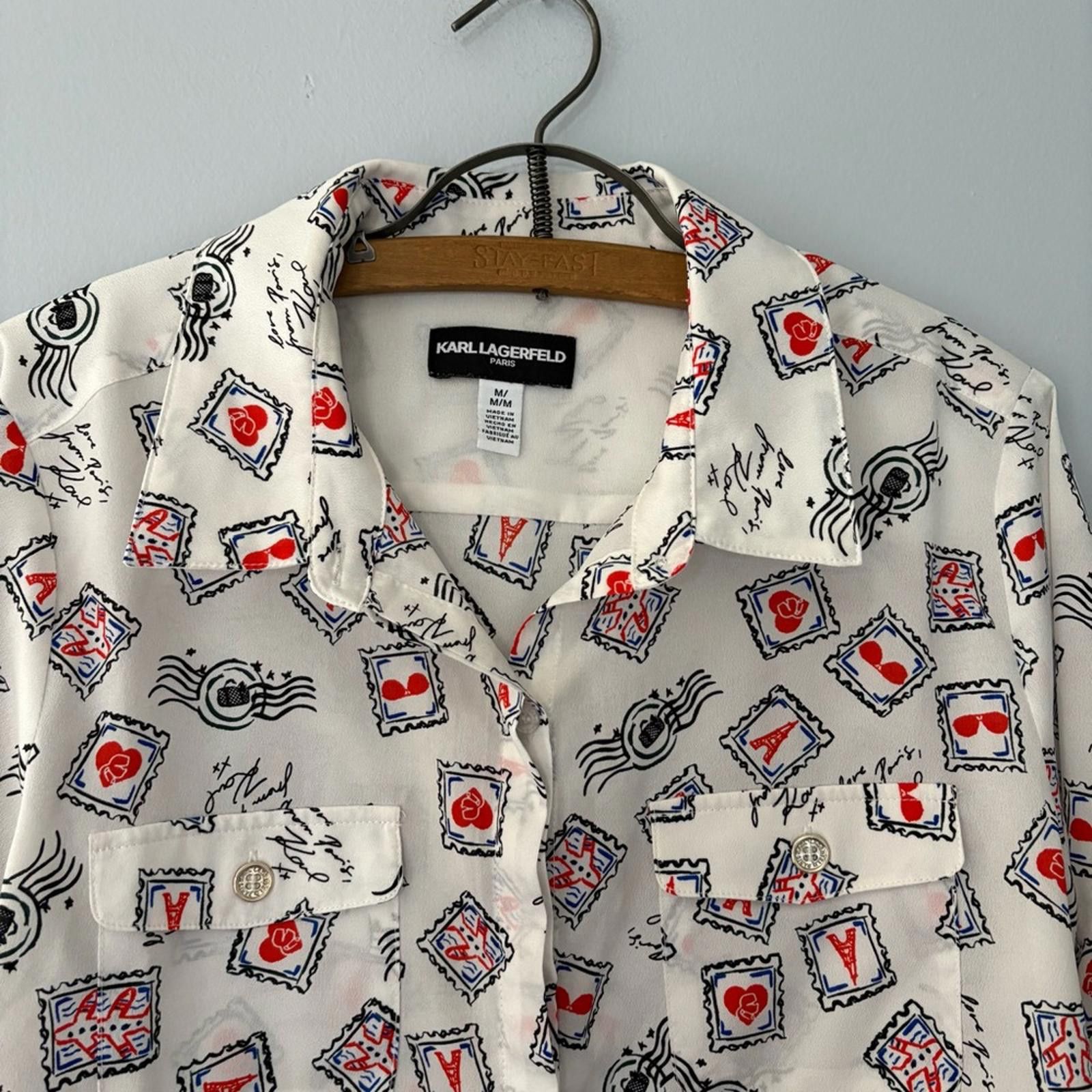 Karl Lagerfeld Karl Lagerfeld Paris Themed Women’s M Blouse Size M / US 6-8 / IT 42-44 - 2 Thumbnail