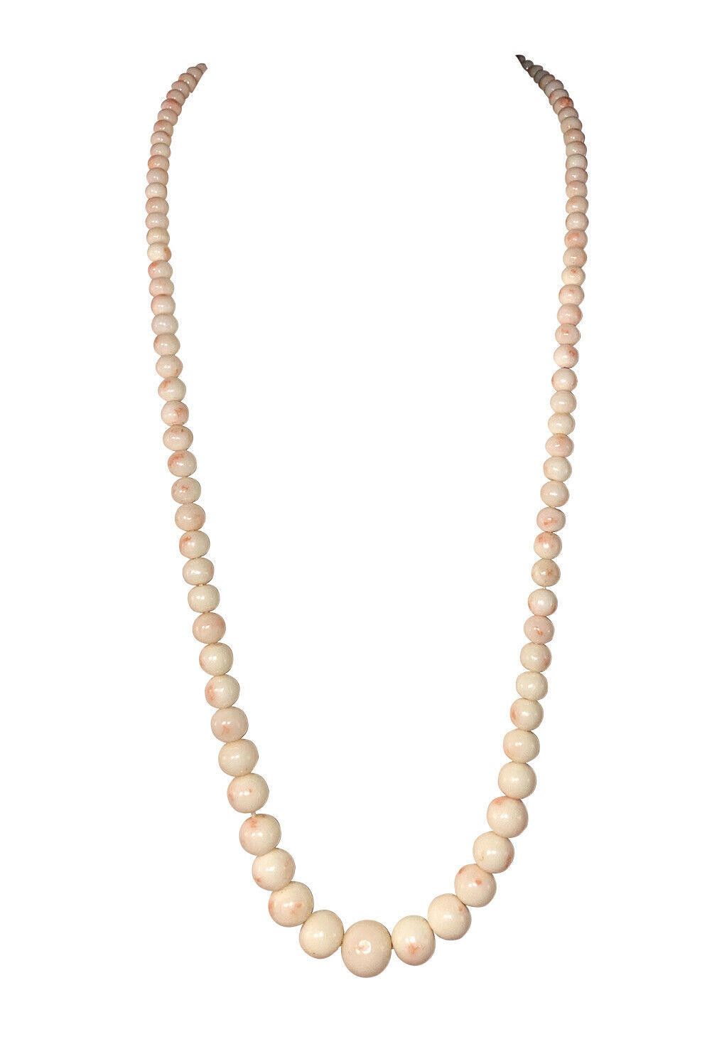 Designer Victorian Graduated Smooth Angel Skin Coral Beaded Necklace Size ONE SIZE - 1 Thumbnail