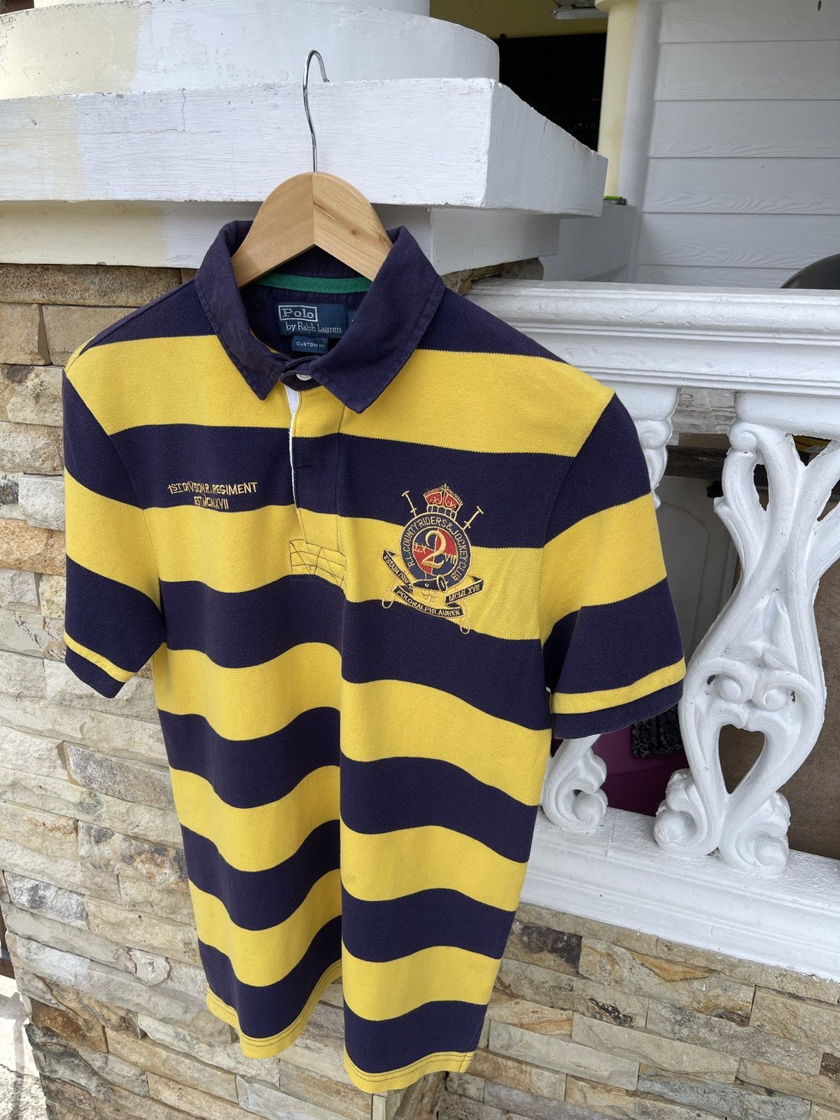 OVER THE STRiPES Rare🔥Vintage POLO RALPH LAUREN RUGBY T Shirt Size US M / EU 48-50 / 2 - 4 Thumbnail