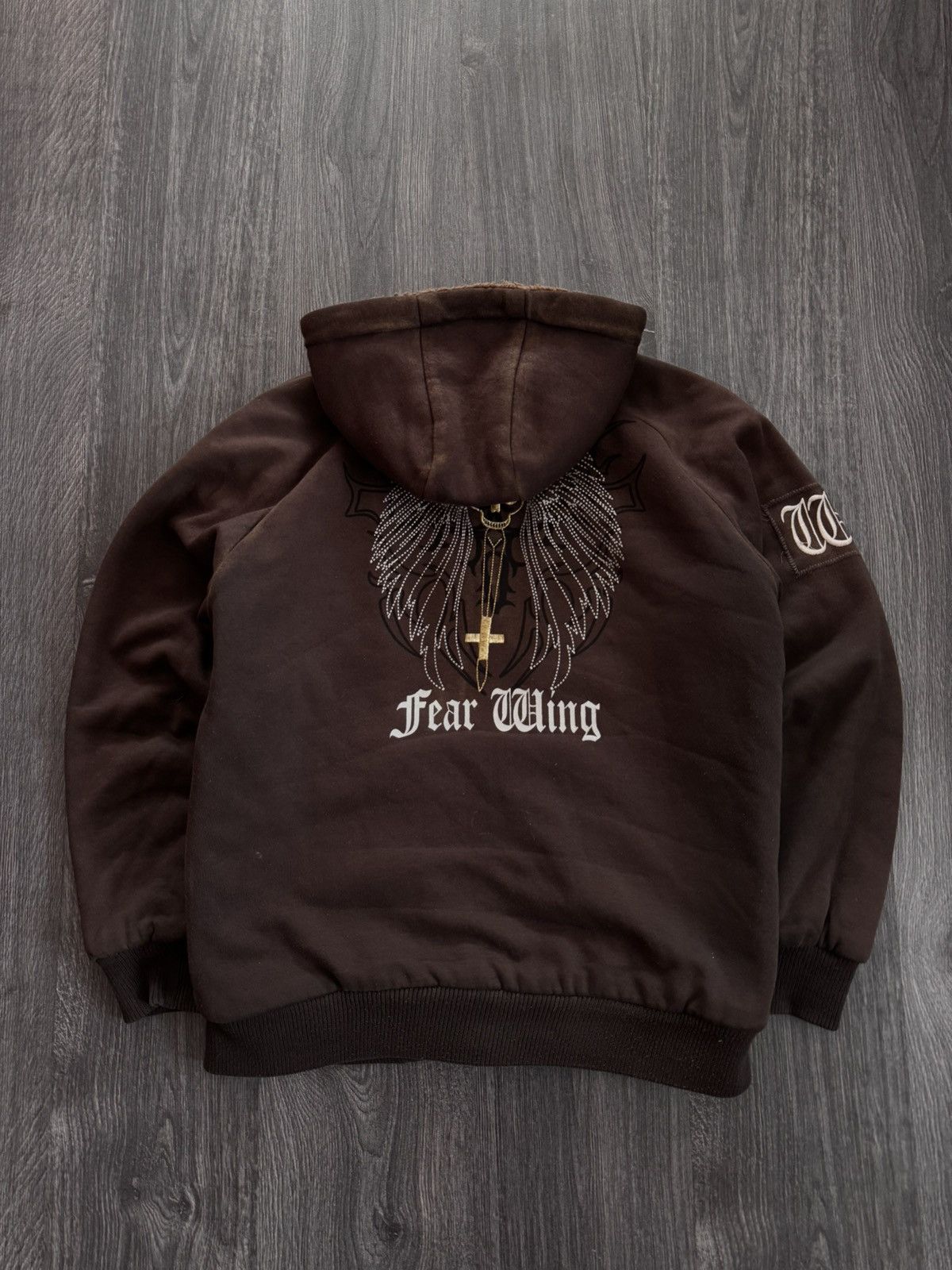 Vintage Y2K Vintage Fear Wing Sunfaded Fur Hoodie Size US L / EU 52-54 / 3 - 10 Thumbnail