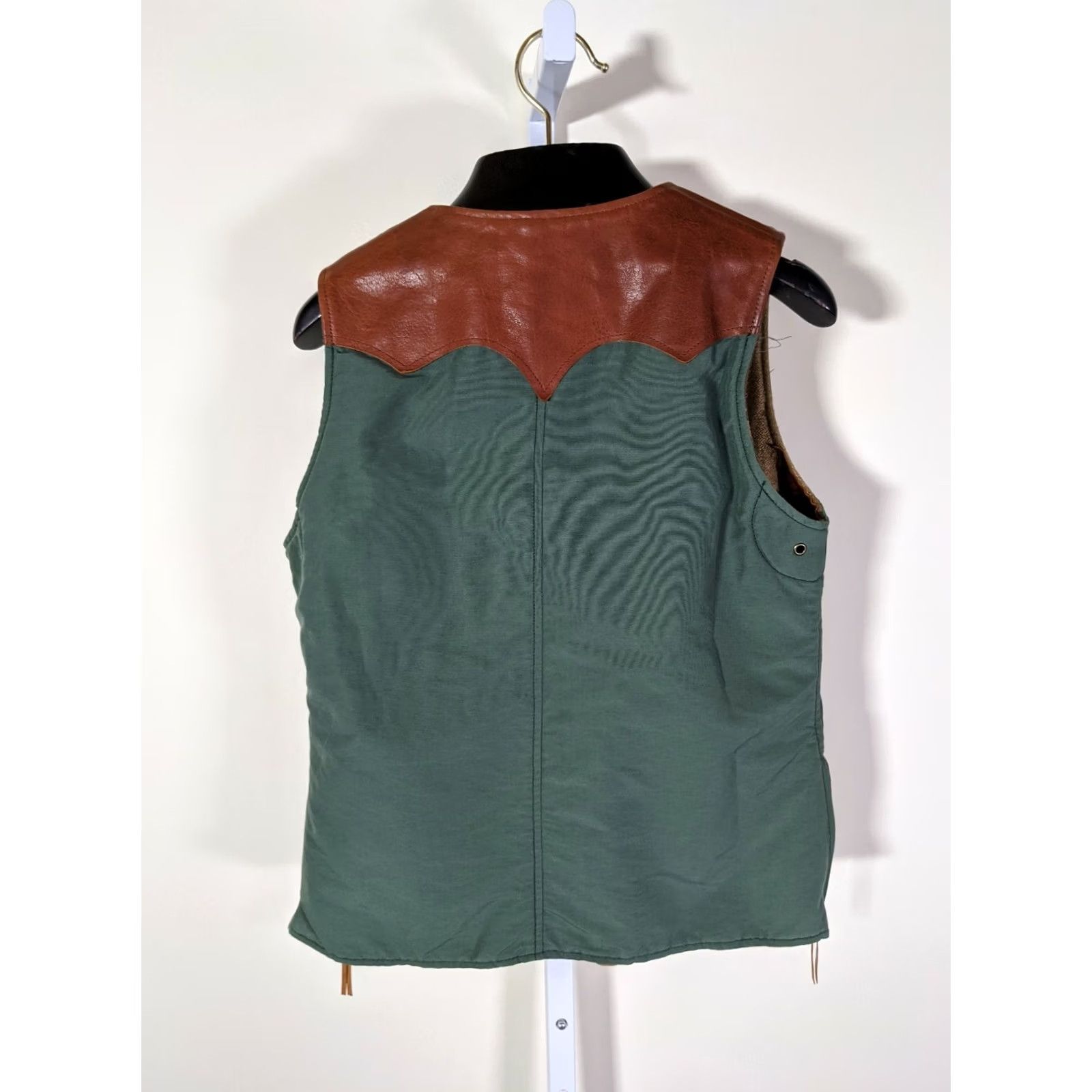 Kapital VINTAGE Kapital Outdoorsman Mountain Wool Lined Leather Shoulder Vest XXS Japan Green Men XXS Vest Size US XXS / EU 40 - 3 Thumbnail