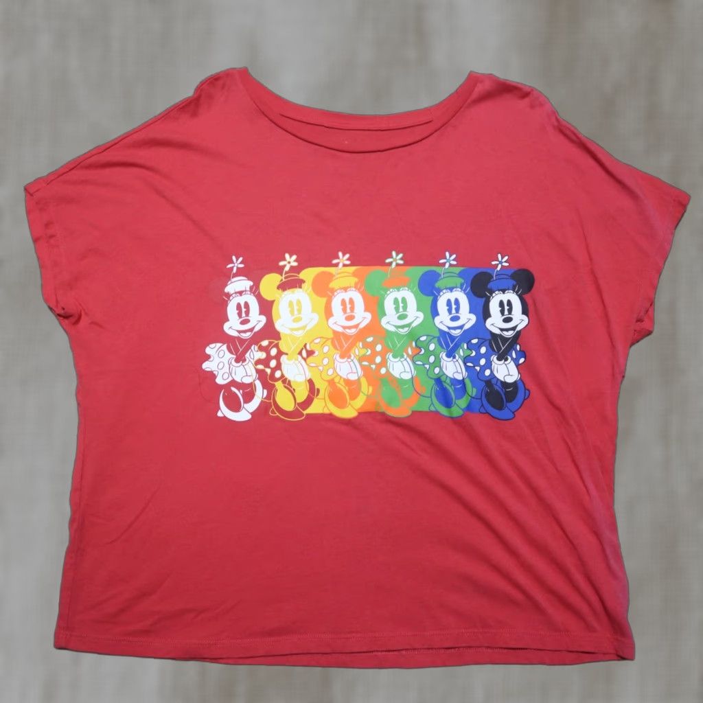 Disney Disney Mickey Mouse Red Crop Top T-Shirt Women L Shirt 90s Cartoon Logo Size L / US 10 / IT 46 - 1 Thumbnail