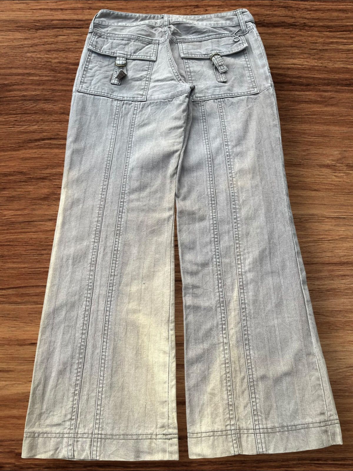 Japanese Brand Vintage Grunge Stripped Sun Faded Double Pocket Flare Pants Size US 29 - 1 Thumbnail