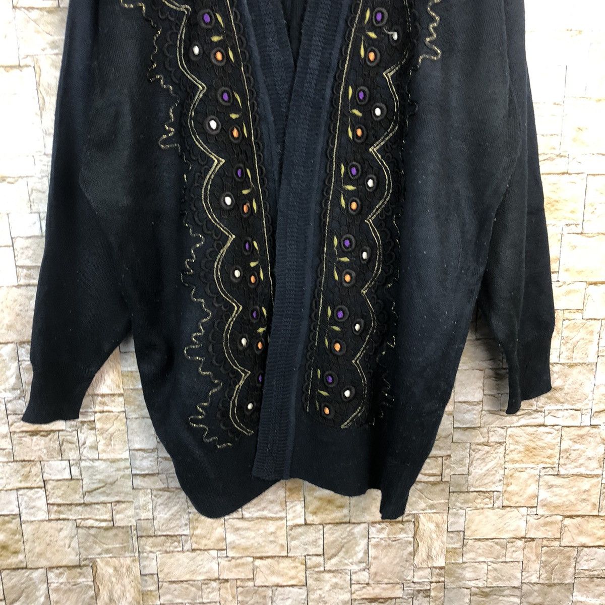 Vintage Japan vintage art Dark Blue Cardigan knitwear #A462 Size XL / US 12-14 / IT 48-50 - 3 Thumbnail