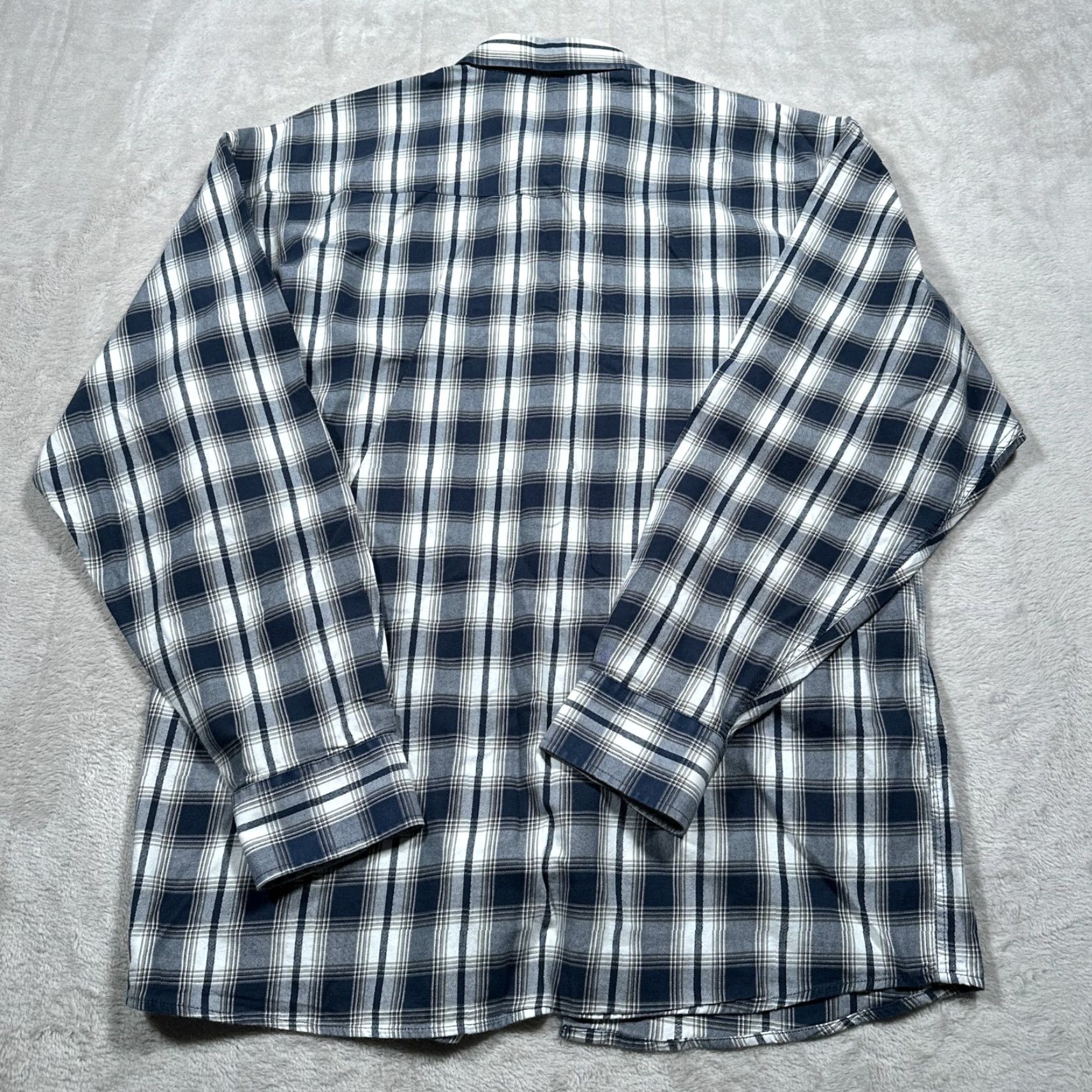 Vintage VINTAGE Panhandle Mens Shirt Long Sleeve Blue Plaid Western Pearl Snap Cowboy, Cotton Denim, Fall Winter Size US L / EU 52-54 / 3 - 6 Thumbnail