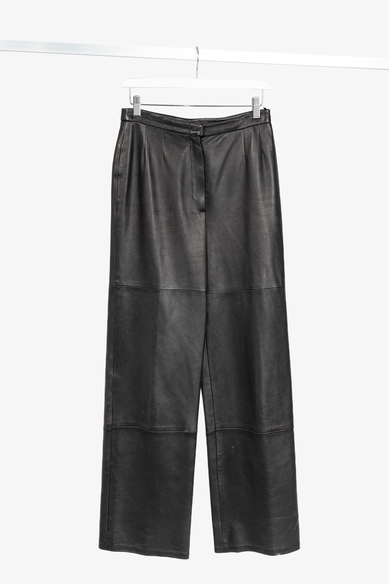 Max Mara Max Mara Black Leather Straight-Leg Pants Size 30" / US 8 / IT 44 - 1 Thumbnail