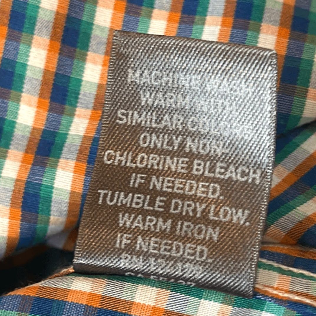 Johnston & Murphy Johnston & Murphy Button-Down Shirt XL Men Plaid Blue Orange Gingham Tailored Fit Multicolor Sleeve Long Sleeve Pattern Size US XL / EU 56 / 4 - 7 Thumbnail
