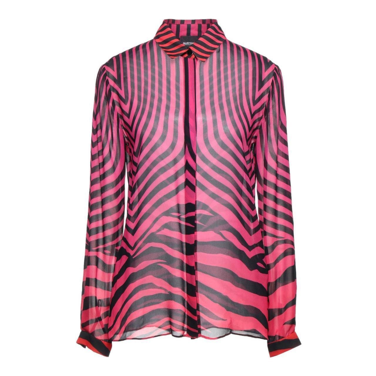 NWT Just Cavalli Semi-Sheer Zebra Print Shirt Blouse