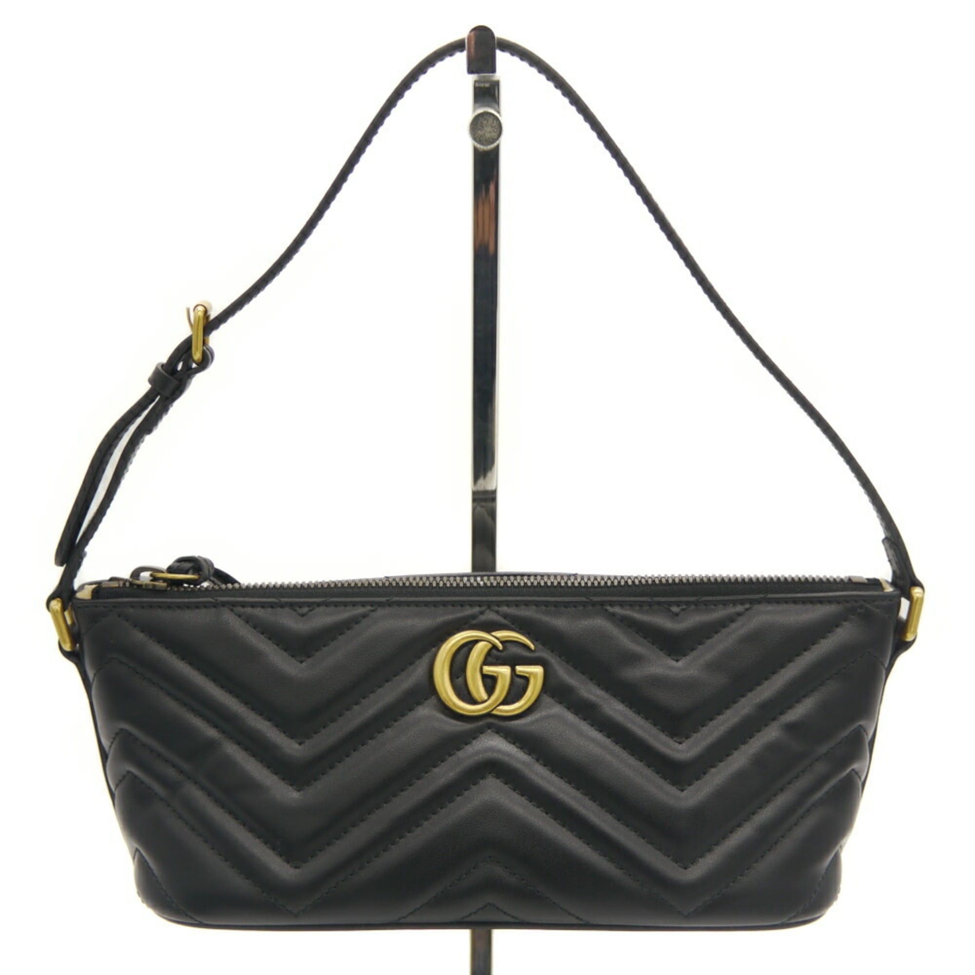 GUCCI GG Marmont Leather Handbag 739166 520981 Black