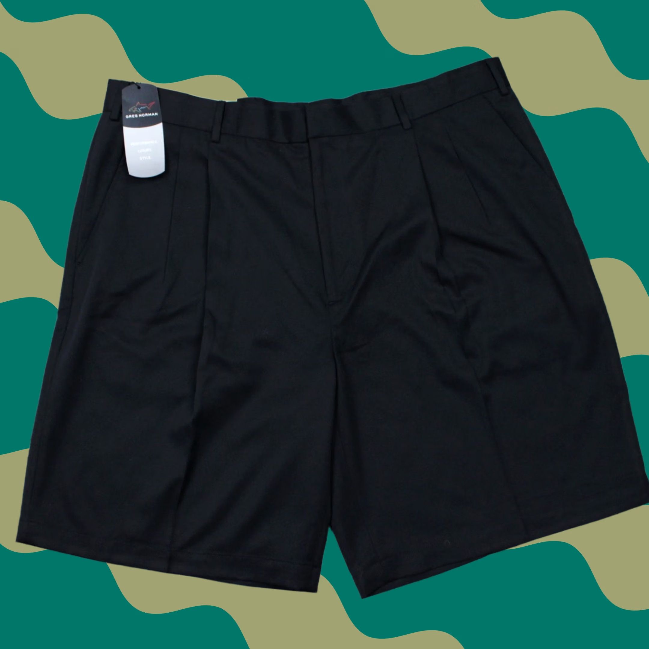 Essentials Greg Norman Essentials Golf Shorts NWT Mens 40 Black Polyester 10" inseam Chino Short Slim? Regular Fit Adults Mens Black Golf Shorts Size US 40 / EU 56 - 1 Thumbnail