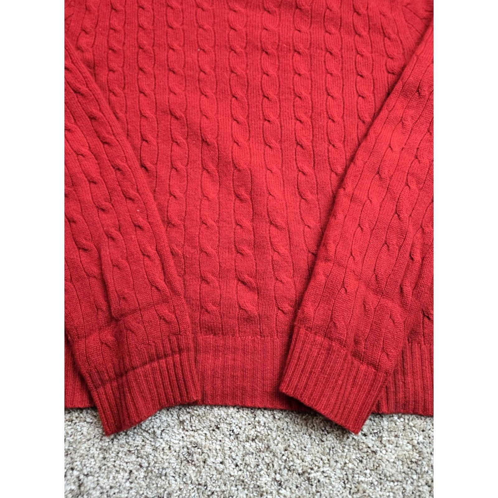 Polo Ralph Lauren Polo Ralph Lauren Cashmere Cable Knit Sweater 2XL Mens Red Long Sleeve Crew Neck Pullover Casual Adult Regular Knit Wool/ Cashmere Size US XXL / EU 58 / 5 - 3 Thumbnail