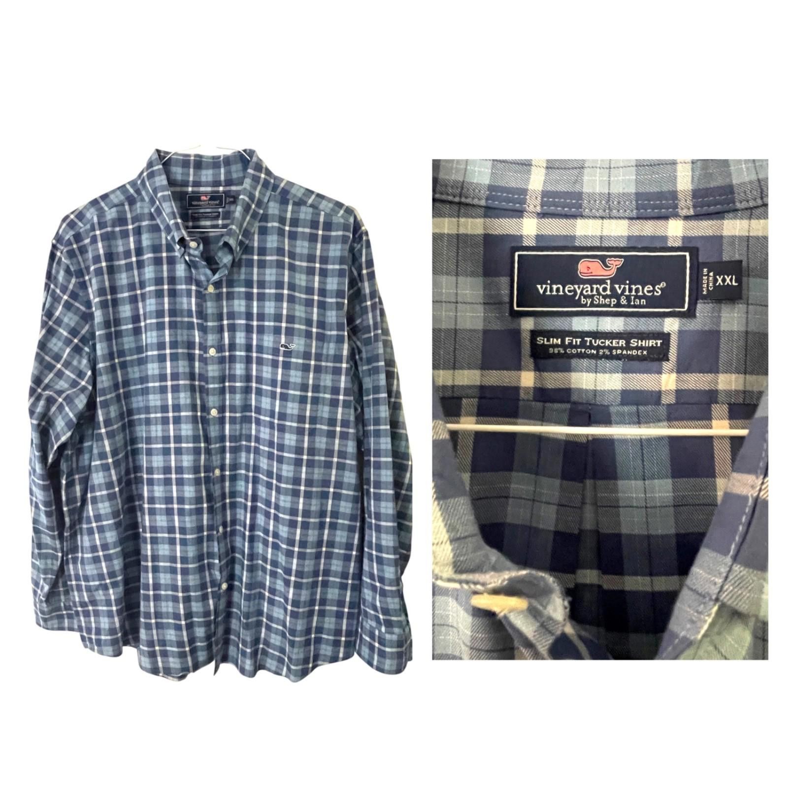 Vineyard Vines Vineyard Vines Mens Slim Fit Tucker Shirt XXL Blue Plaid LS Size US XXL / EU 58 / 5 - 1 Thumbnail