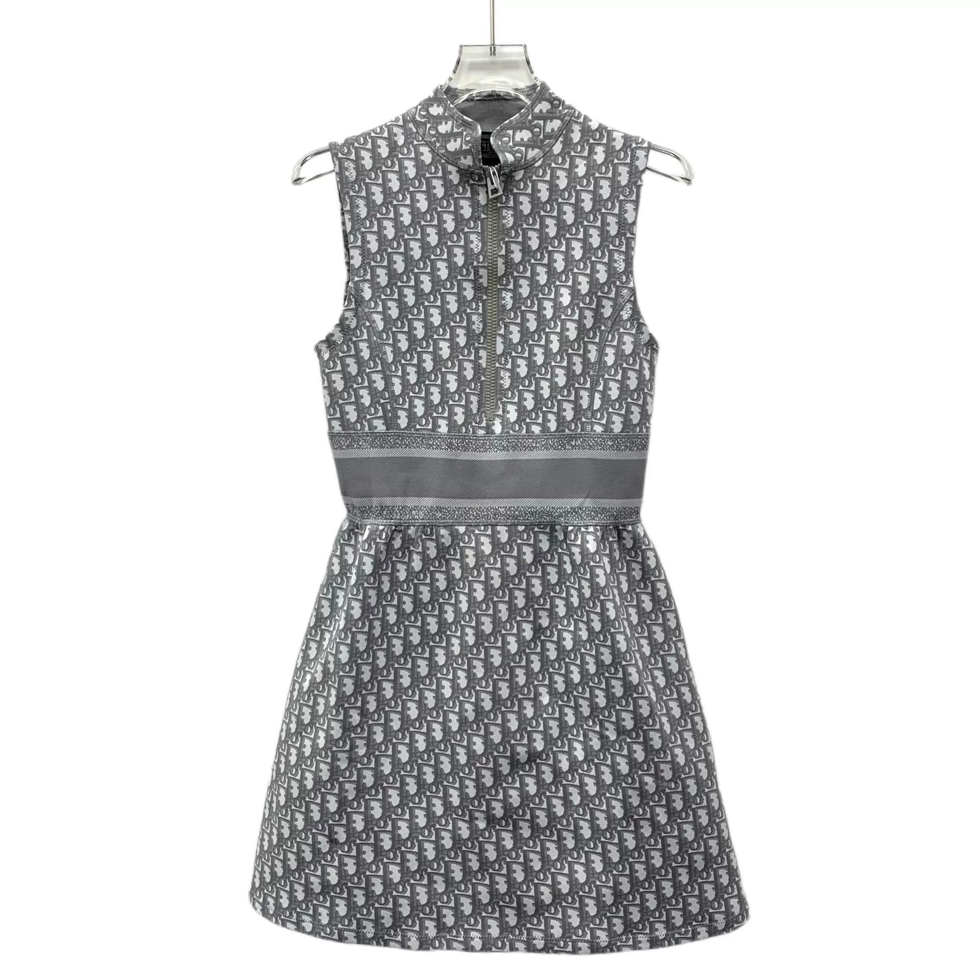 Dior dior gray logo sleeveless half-zip dress Size M / US 6-8 / IT 42-44 - 1 Thumbnail