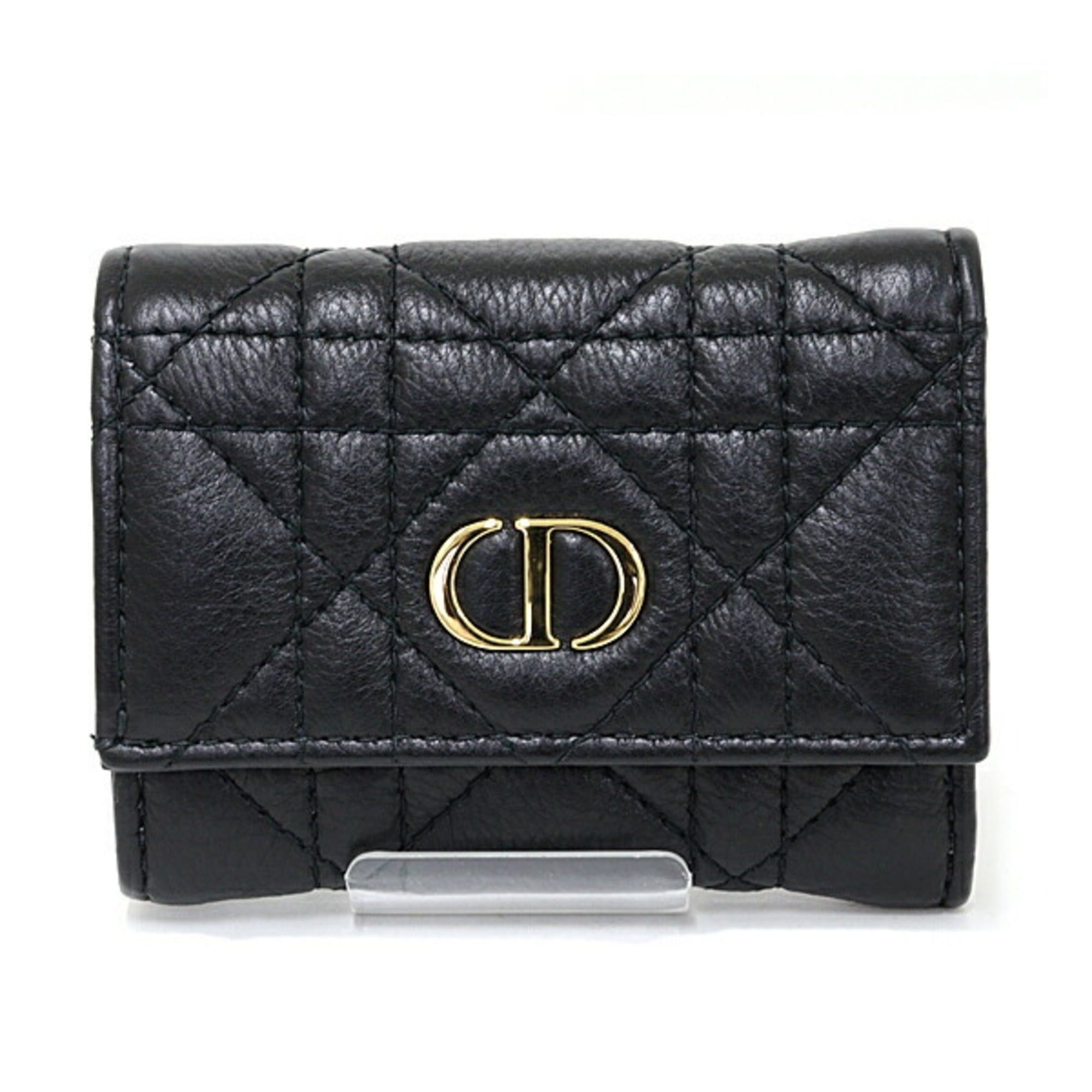 Dior Christian Dior Dior Caro Veronia Tri-fold Wallet, Mini Cannage Pattern, Calfskin, S5251UWHC, Black, Unused Size ONE SIZE - 1 Thumbnail