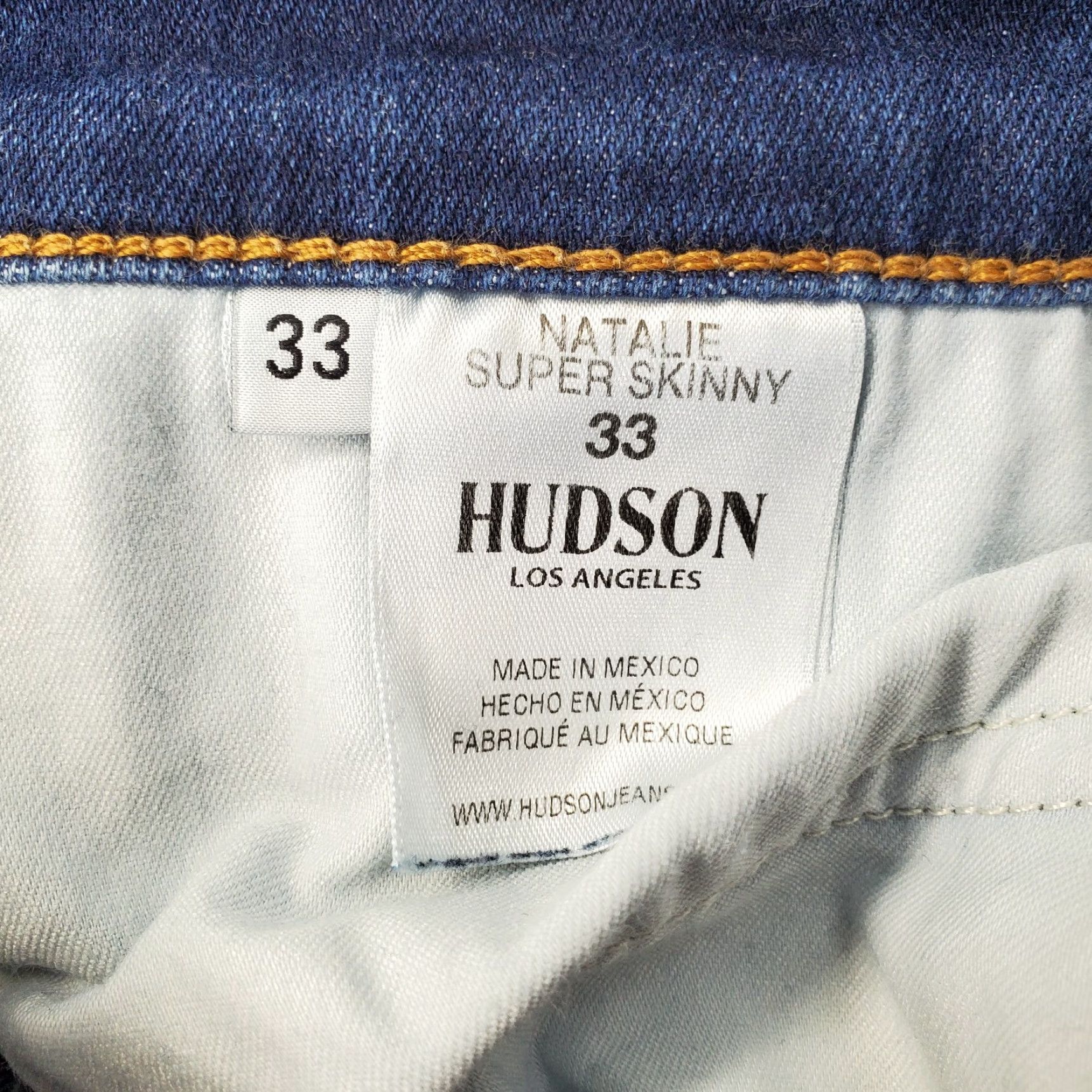 Hudson Hudson Womens 33 Blue Denim Stretch Super Skinny Jeans Mid Rise Slim Ankle 5-Pocket Denim Shirt? Size 24" / US 00 / IT 34 - 6 Thumbnail