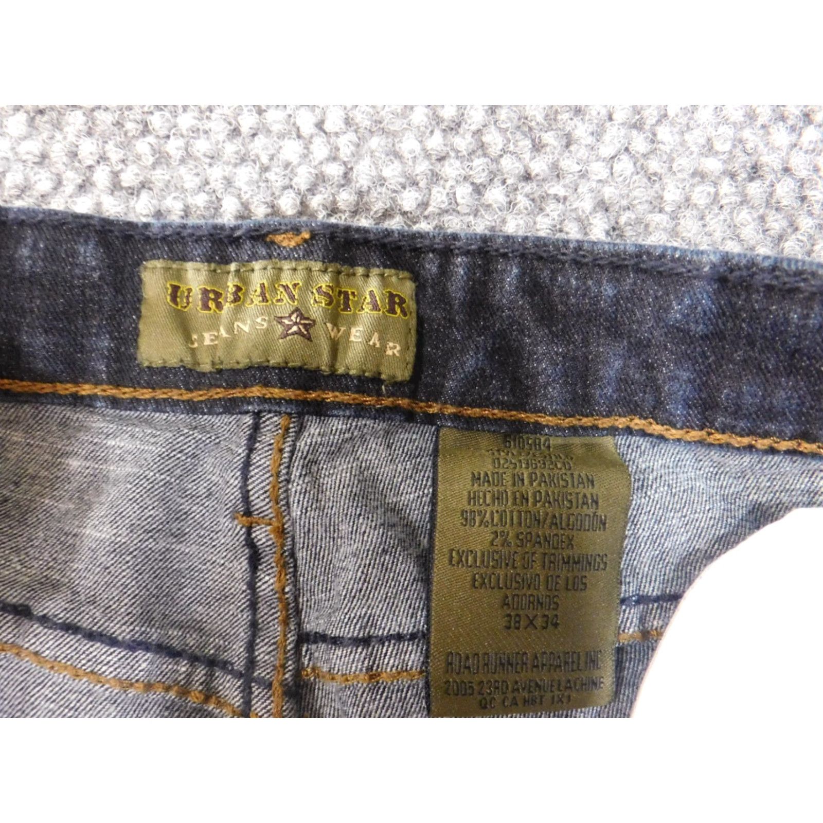 Vintage Urban Star Jeans 38x34 Jeans Mens Blue Dark Denim Straight Star 90s Theme Distressed Pockets Regular Metallic Zipper Retro City Wear Size US 38 / EU 54 - 4 Thumbnail