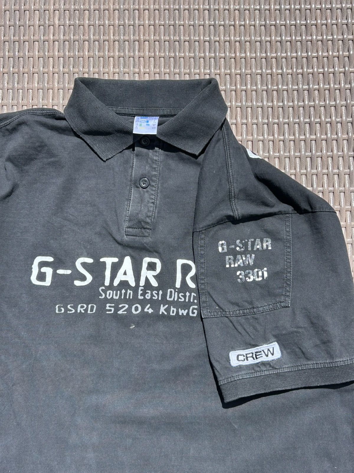 G-Star Vintage G-Star Raw 3301 Polo Shirt Black Distressed Y2K Size US XL / EU 56 / 4 - 3 Thumbnail