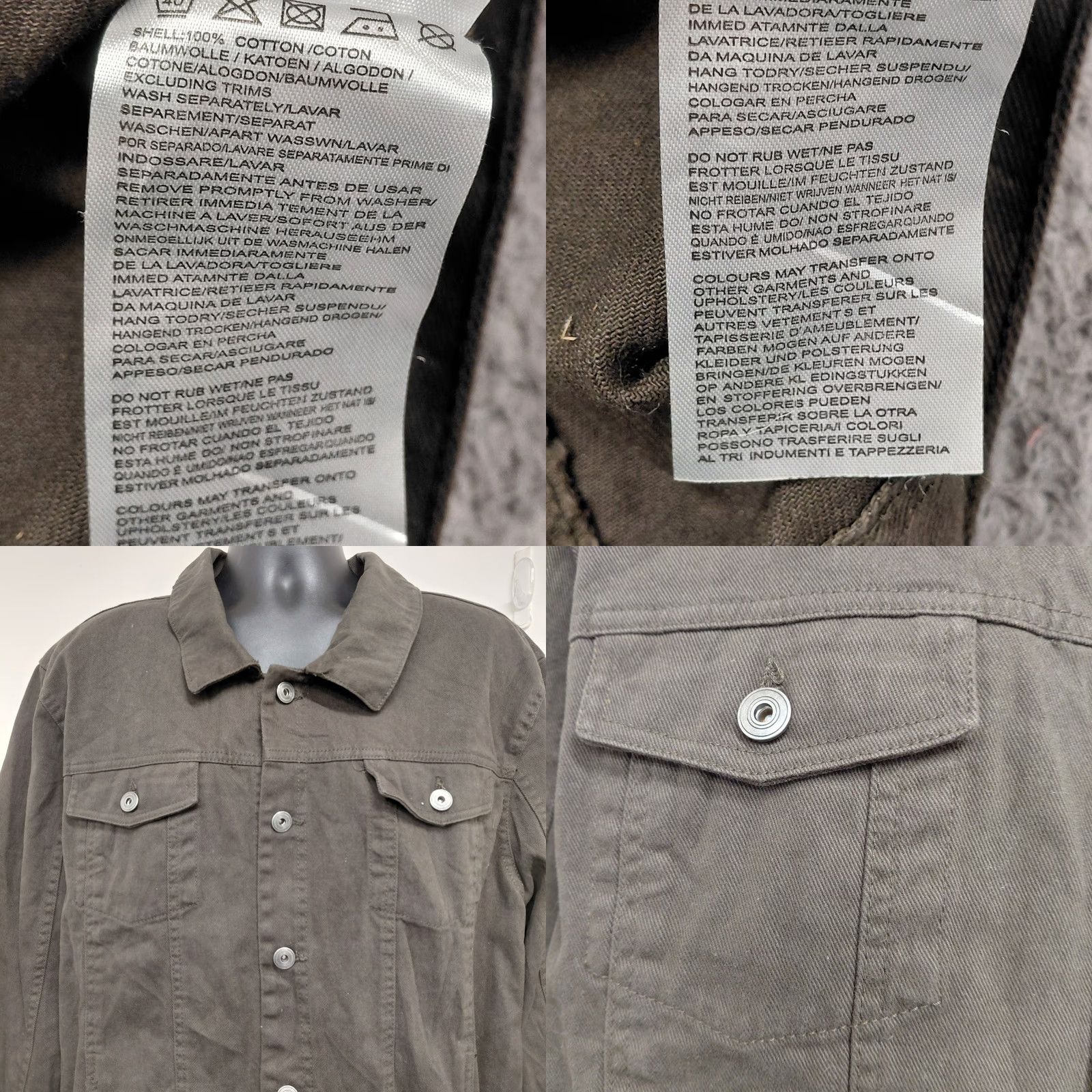 Vintage Boohoo Man Jacket Bomber Denim Olive Green XXL Men's Casual Button Pocket Lining Cotton Size US 39 - 9 Thumbnail