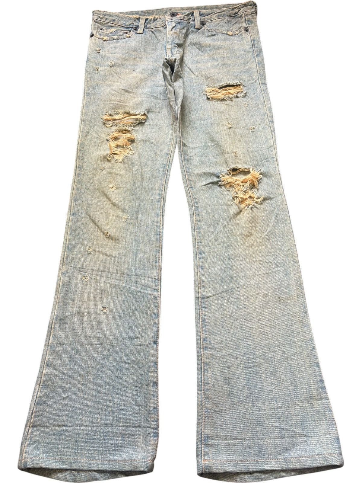 MOUSSY Vintage Japanese Moussy Distressed Flare Jeans Size 29" - 1 Thumbnail