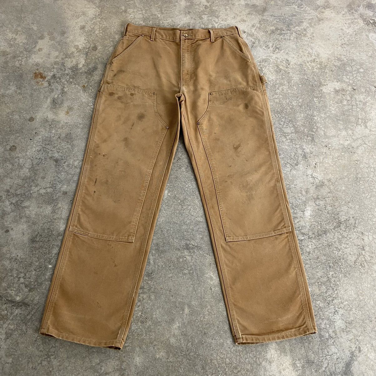 Carhartt VTG Carhartt Double Knee Faded Tan Dirty Carpenter Pants Size US 34 / EU 50 - 1 Thumbnail