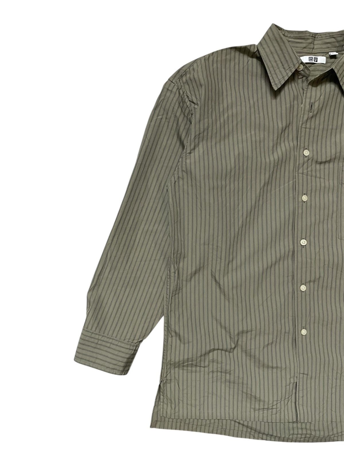 Uniqlo uniqlo green striped shirt relax fit Size US M / EU 48-50 / 2 - 3 Thumbnail