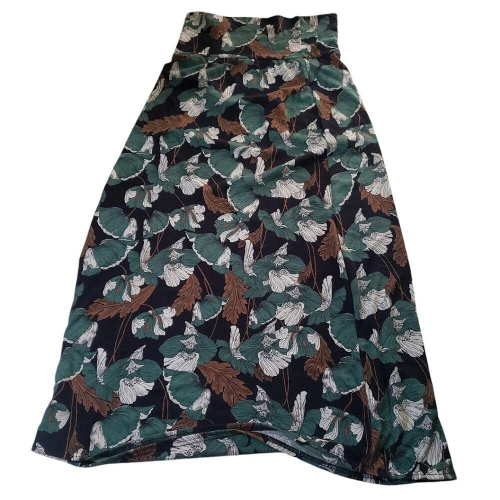 Designer CT1781 Urban Coco High Waist Green & Brown Maxi Skirt XL Size 40" / US 18 - 1 Thumbnail