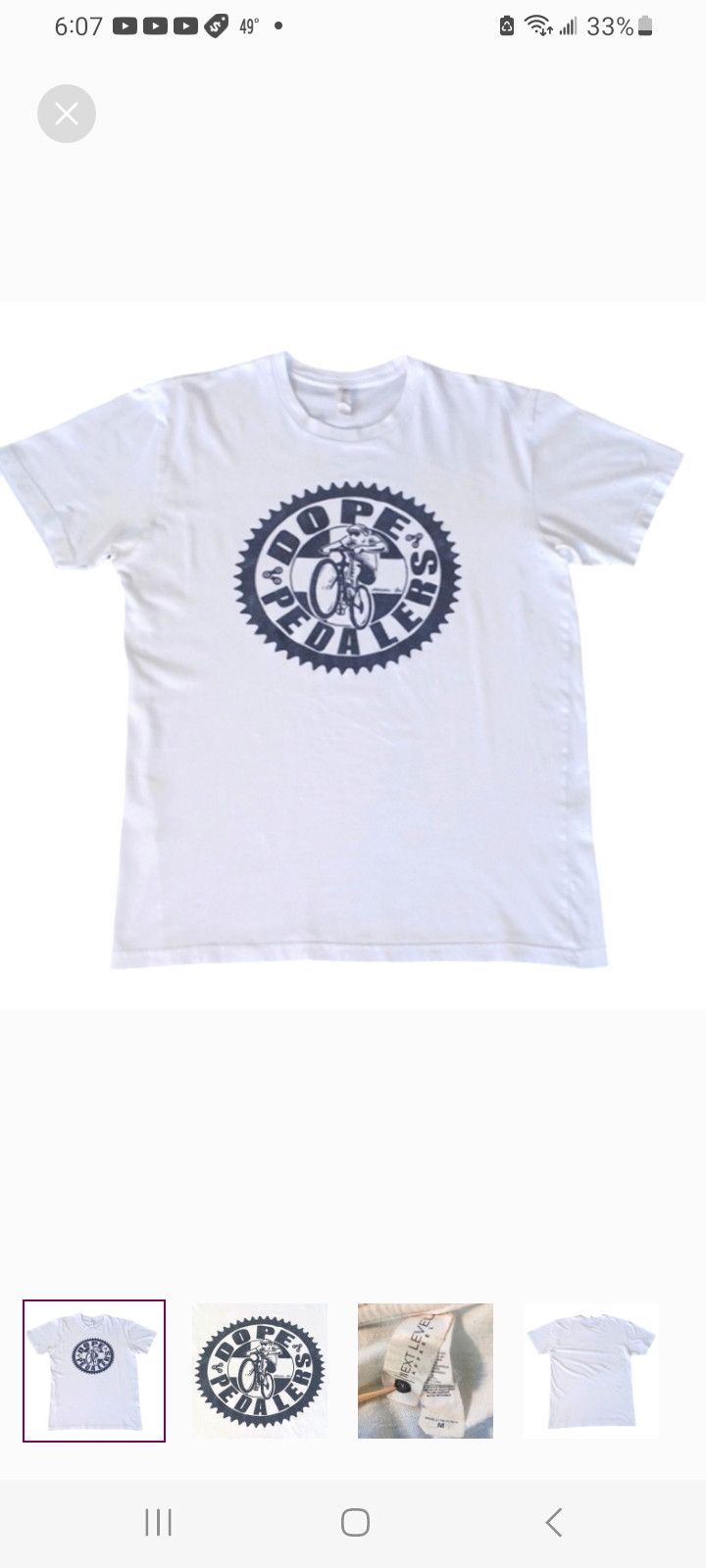 Other DOPE PEDALERS White T-Shirt, Medium, White. Size US M / EU 48-50 / 2 - 1 Thumbnail