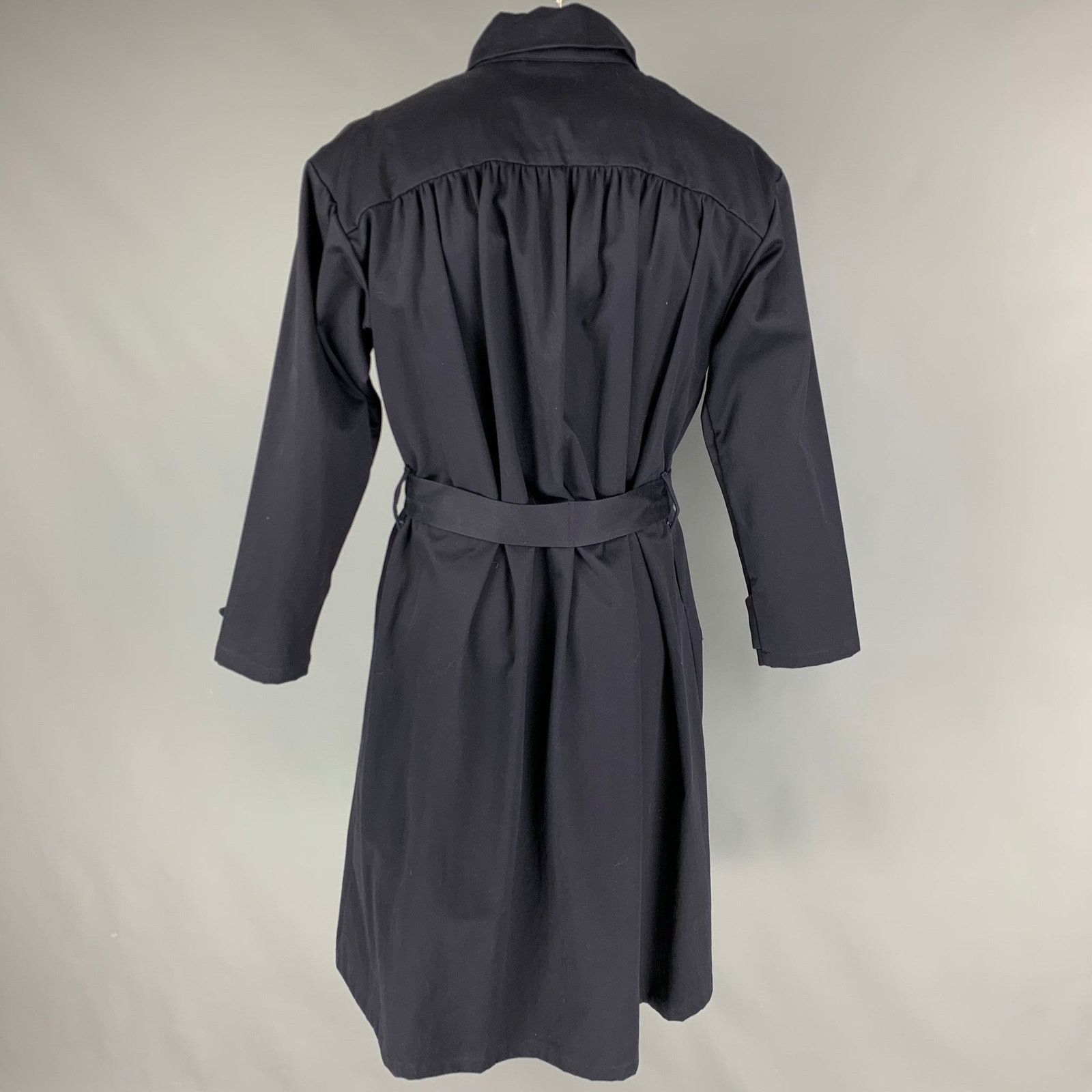 Monitaly MONITALY Size M Navy Sateen Double Breasted Coat Size US M / EU 48-50 / 2 - 3 Thumbnail