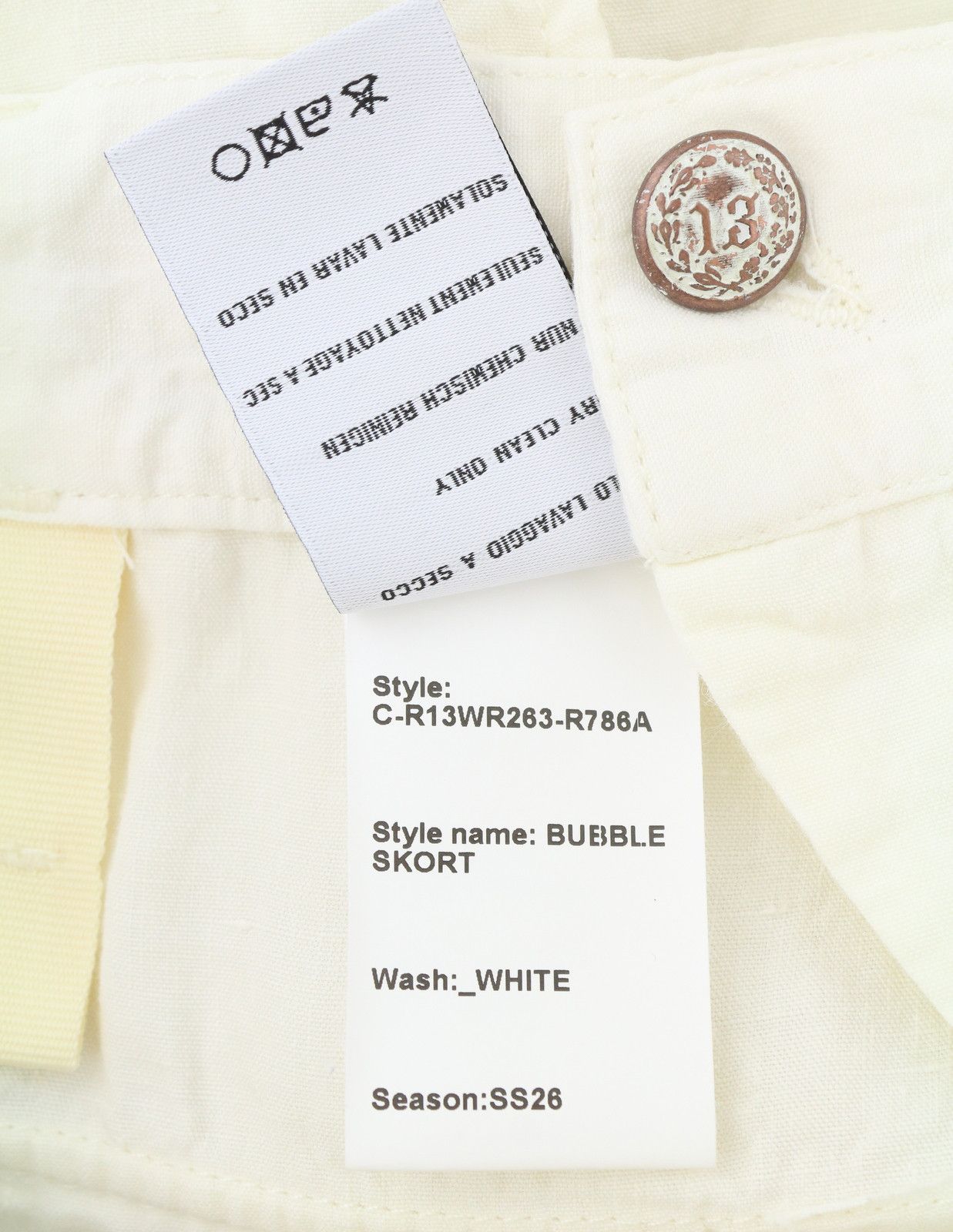 R13 BUBBLE SKORT 25 White Linen Patch Pocket Shorts 90035 Size 25" / US 0 / IT 36 - 8 Thumbnail