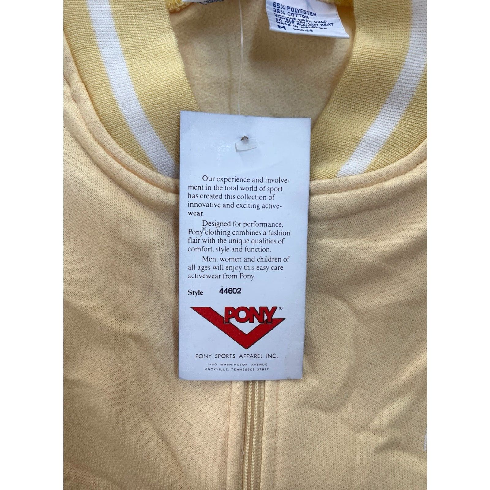 PONY VINTAGE PONY Track Jacket Womens M Yellow 80s 90s NWT Deadstock Embroidered Logo White Trim Pocketed Activewear Jacket Mens? Womens Size M / US 6-8 / IT 42-44 - 3 Thumbnail