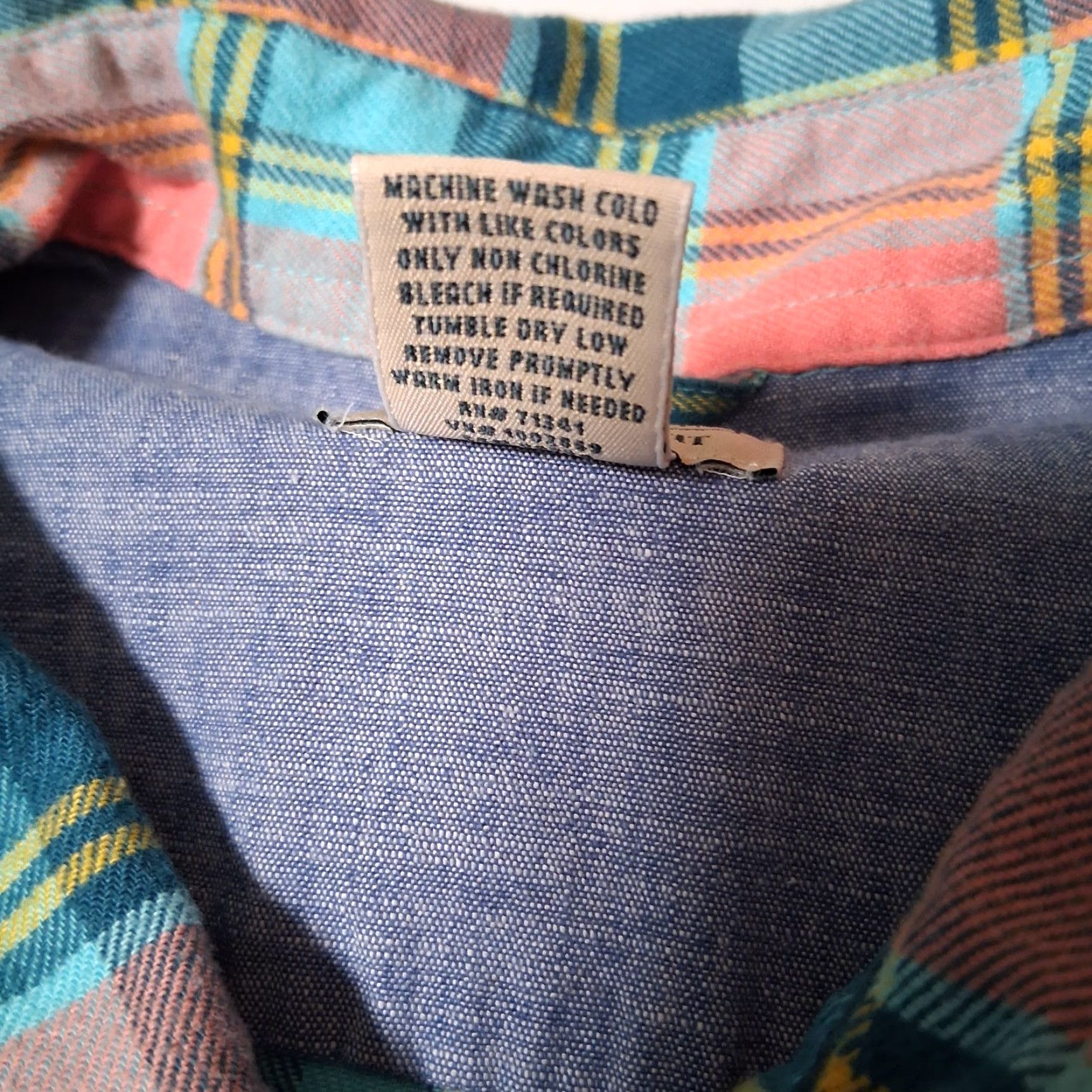 Vintage LL Bean Flannel Shirt Men XXL Reg Traditional Fit Peach Blue Plaid Button Down Size US XXL / EU 58 / 5 - 6 Thumbnail