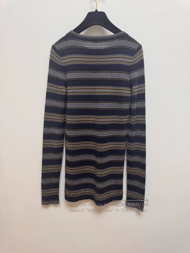 Brunello Cucinelli Brunello Cucinelli Striped Gold Thread Wool Knit Top Size M / US 6-8 / IT 42-44 - 2 Thumbnail