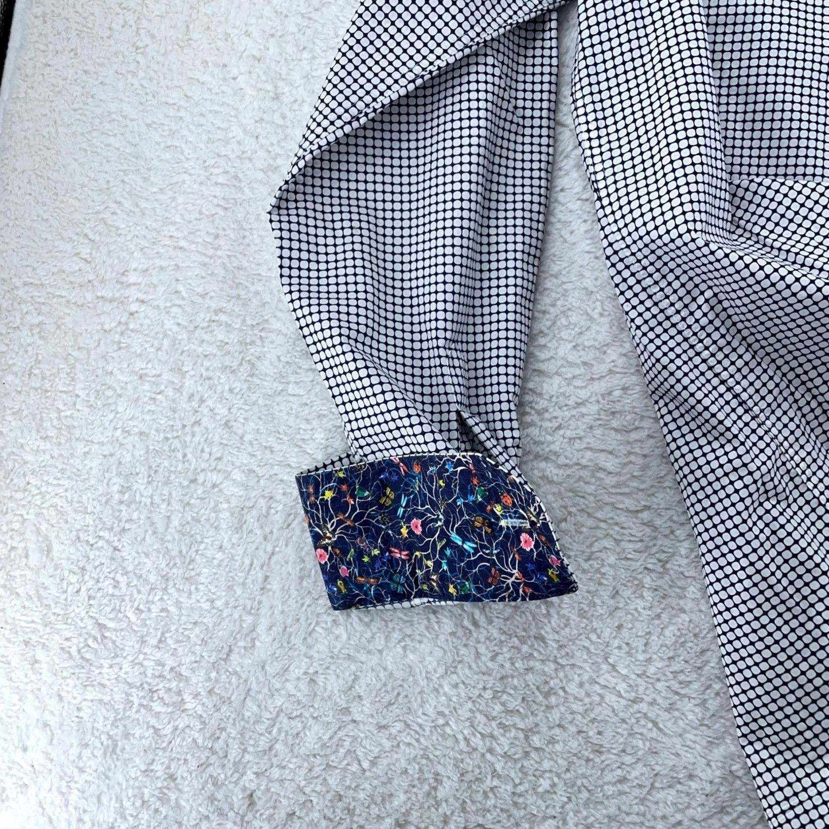 BUGATCHI Bugatchi Uomo Shirt Mens L White Black Polka Dot Shaped Fit Button Up Size US L / EU 52-54 / 3 - 5 Thumbnail
